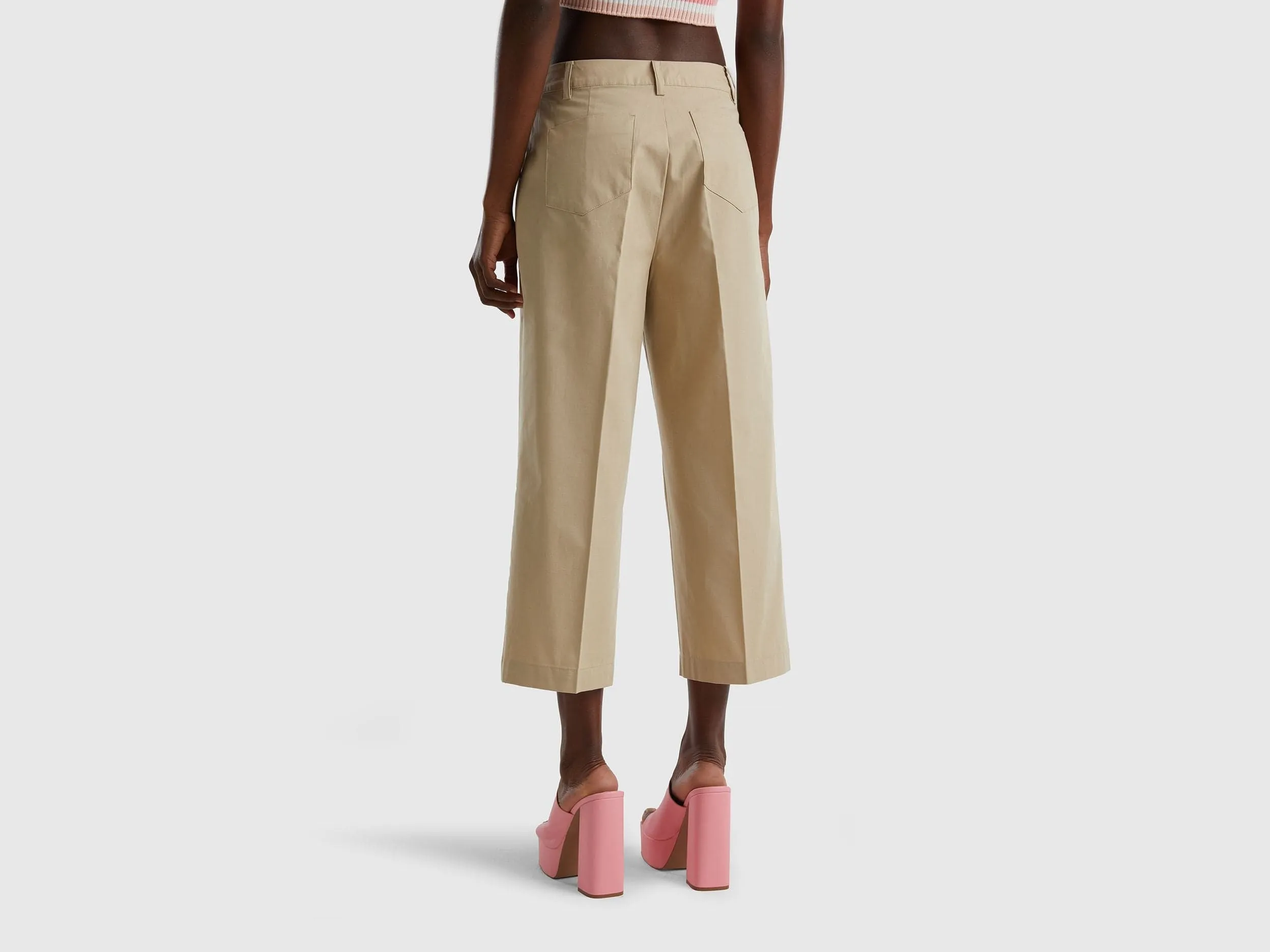 100% cotton cropped trousers