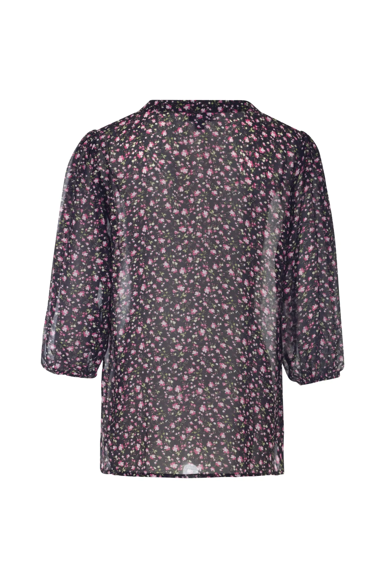 3/4 sleeve Printed Chiffon Top | PINK BLACK DITSY | 7124AR