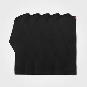 5 Pack | Men’s Recycled Cotton Crew Neck Long Sleeves, Black