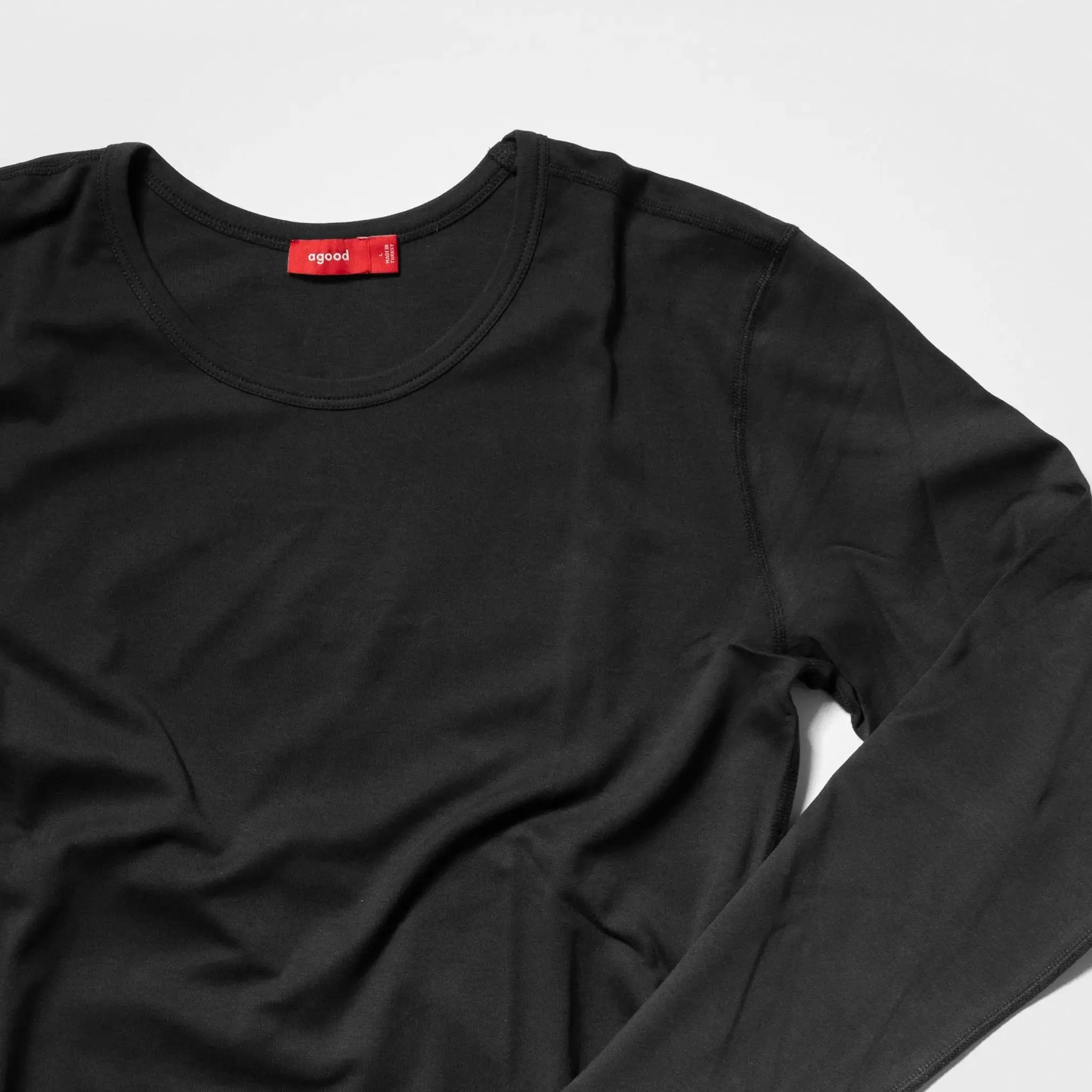 5 Pack | Men’s Recycled Cotton Crew Neck Long Sleeves, Black