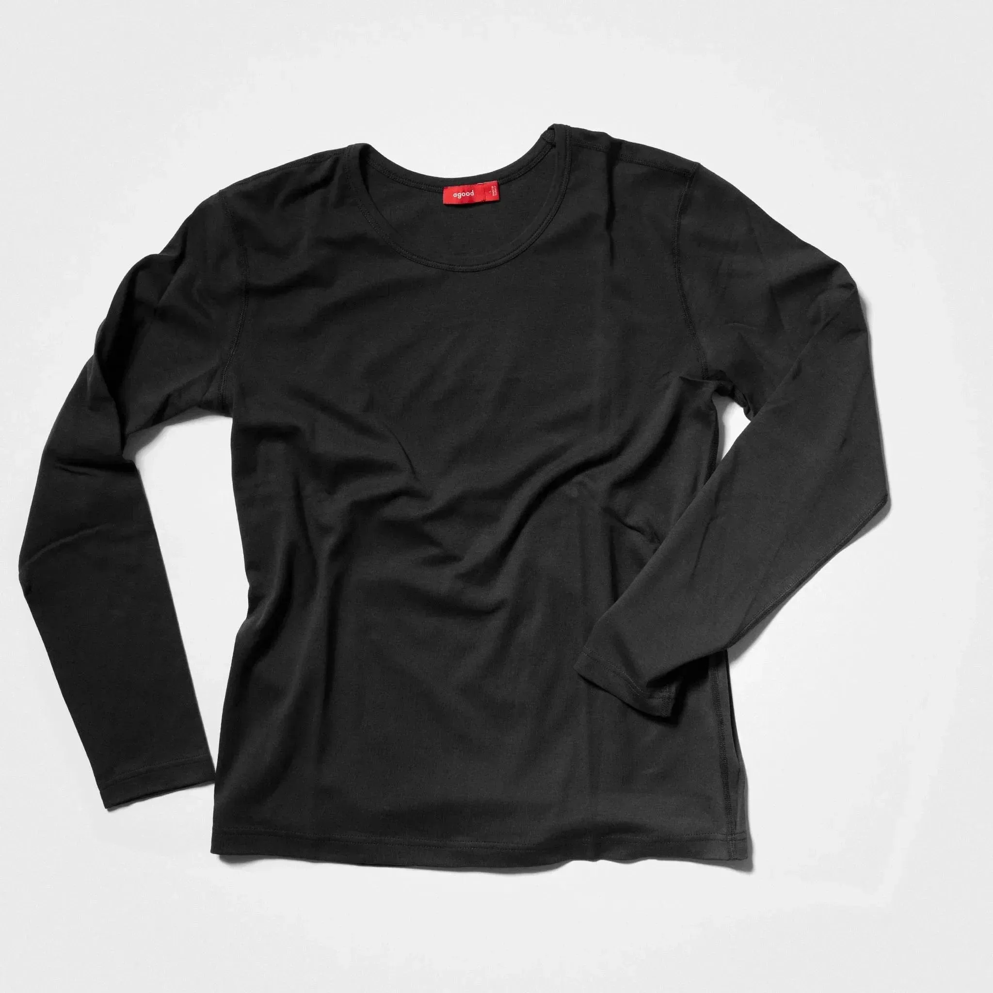 5 Pack | Men’s Recycled Cotton Crew Neck Long Sleeves, Black