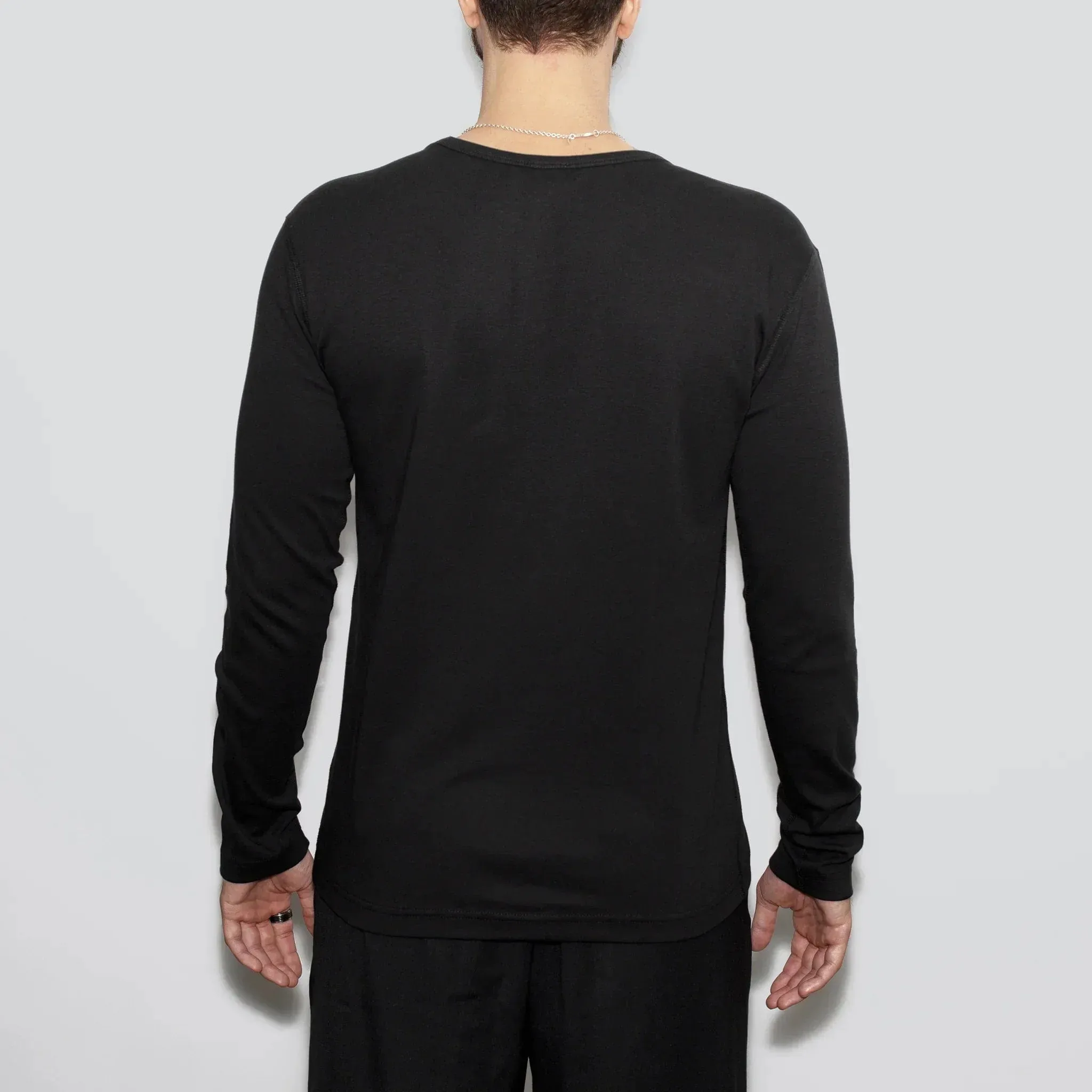 5 Pack | Men’s Recycled Cotton Crew Neck Long Sleeves, Black