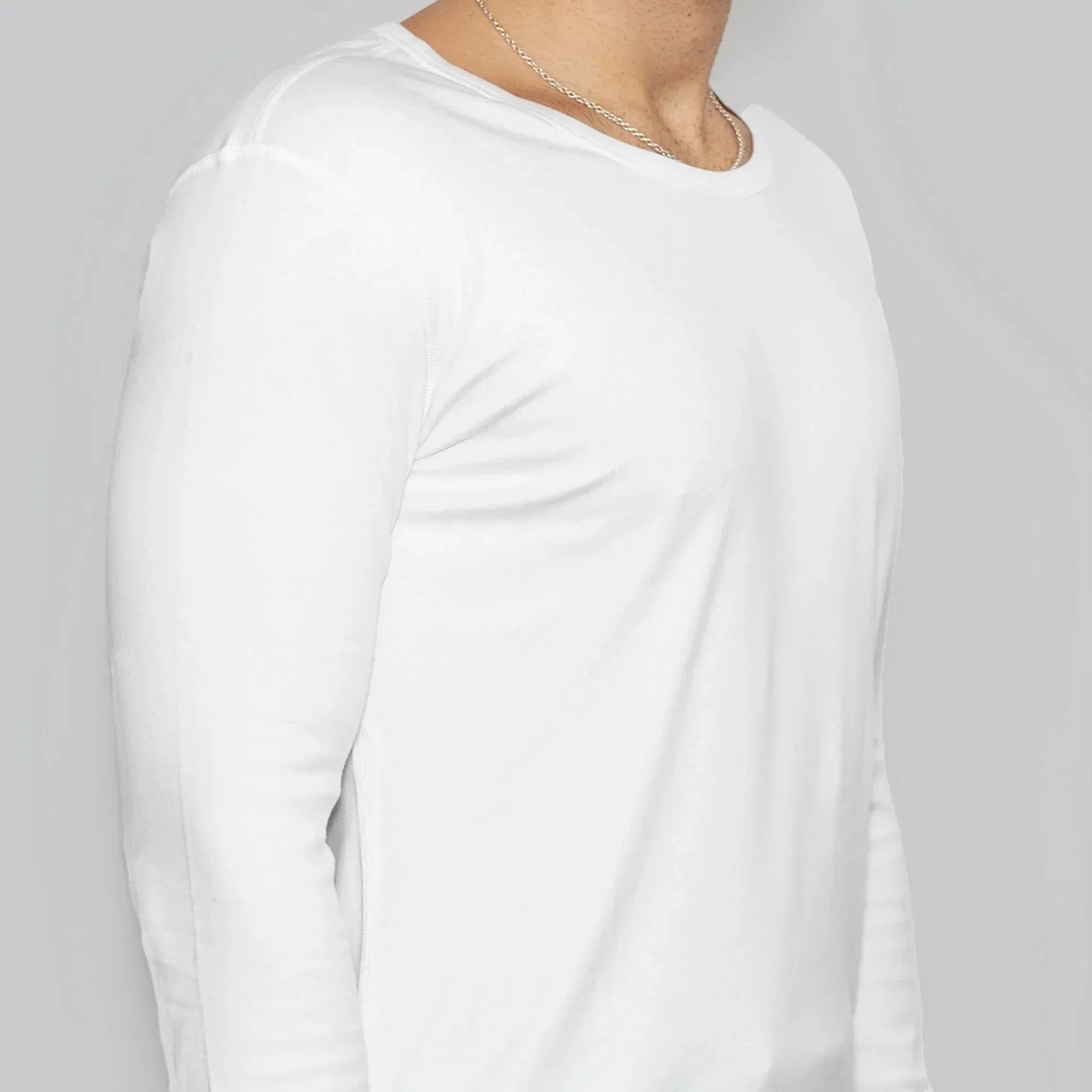 5 Pack | Men’s Recycled Cotton Crew Neck Long Sleeves, White