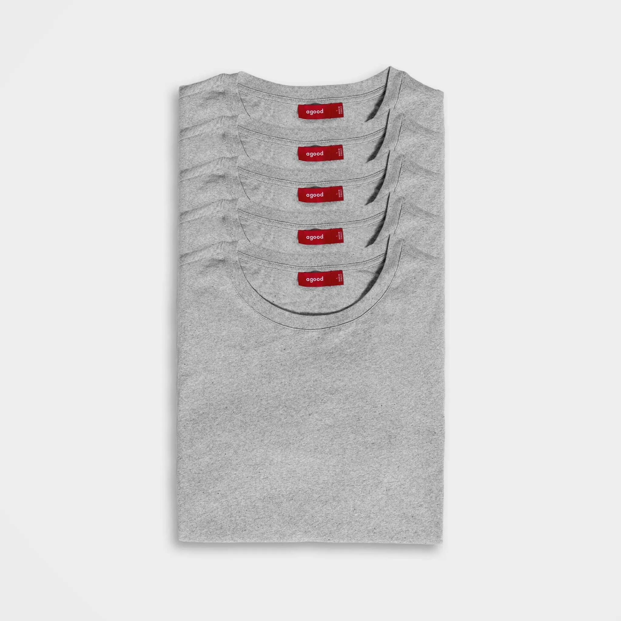 5 Pack | Women’s T-Shirts, Recycled Cotton, Heather Grey