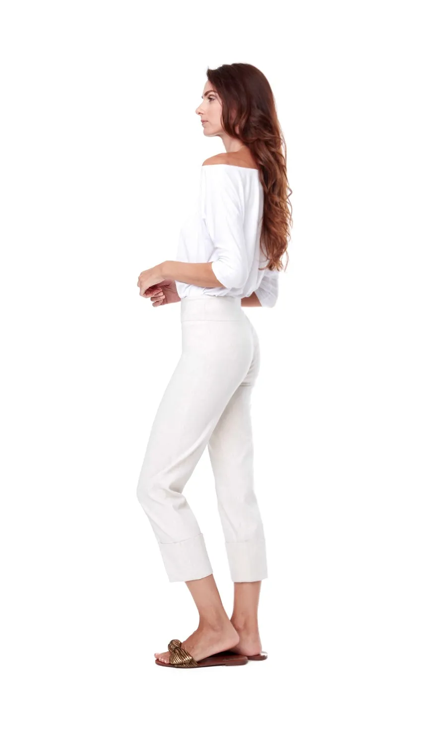 67766 Linen Crop Stretch Pant