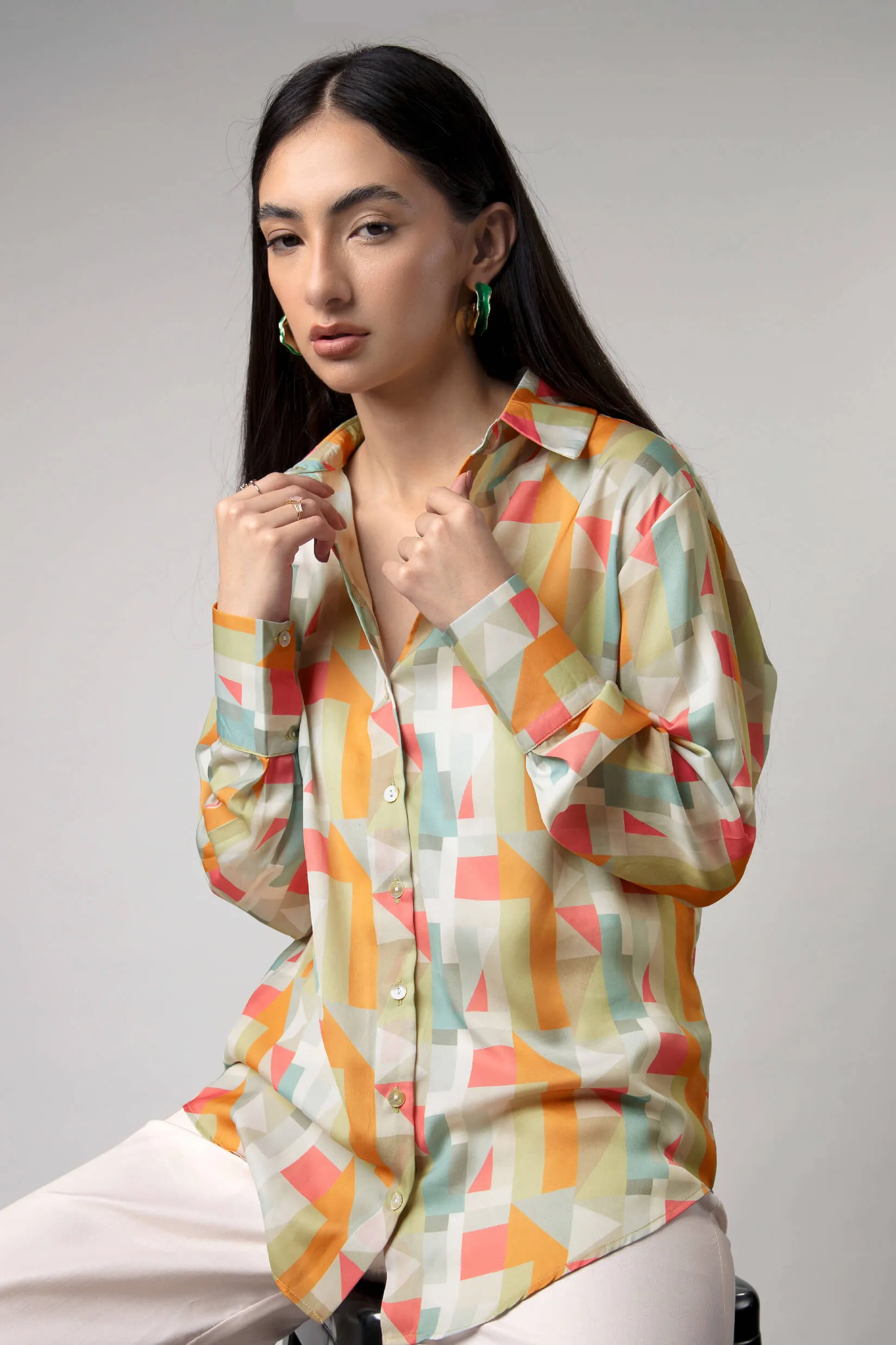 Abstract Regular Fit Casual Shirt