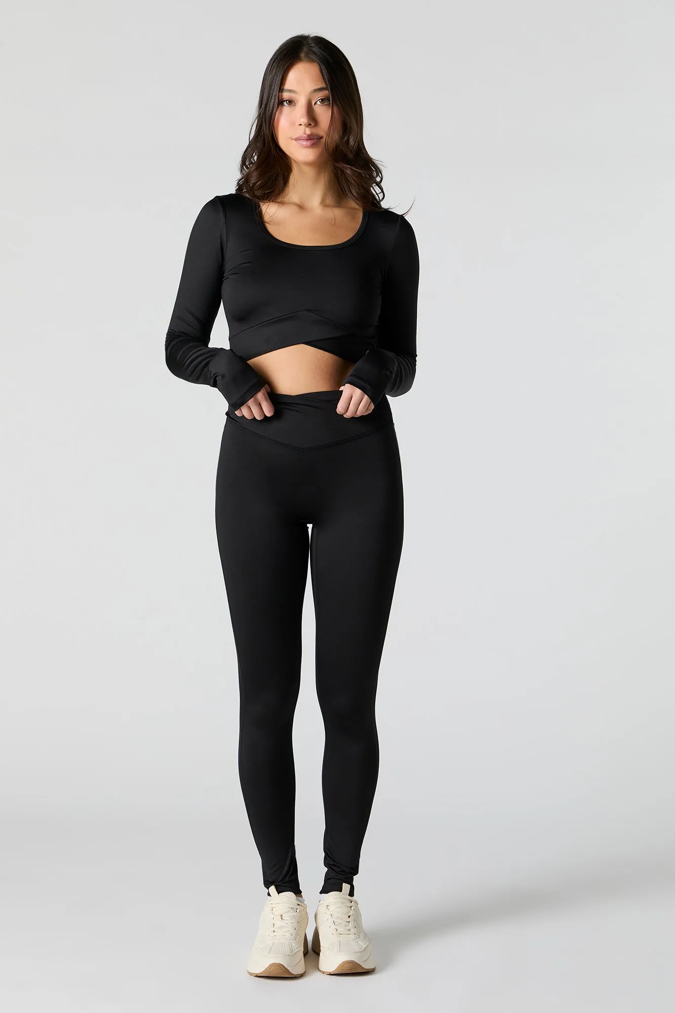 Active Criss Cross Hem Long Sleeve Top