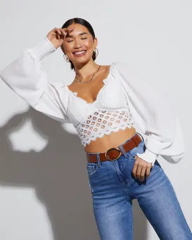 Alannah Eyelet Long Sleeve Crop Top