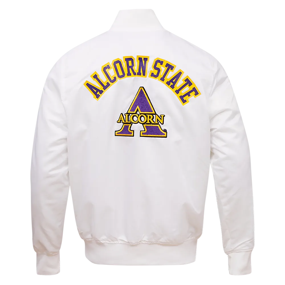 ALCORN STATE UNIVERSITY CLASSIC SATIN JACKET (WHITE)