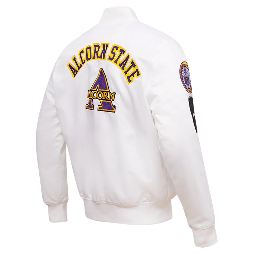 ALCORN STATE UNIVERSITY CLASSIC SATIN JACKET (WHITE)