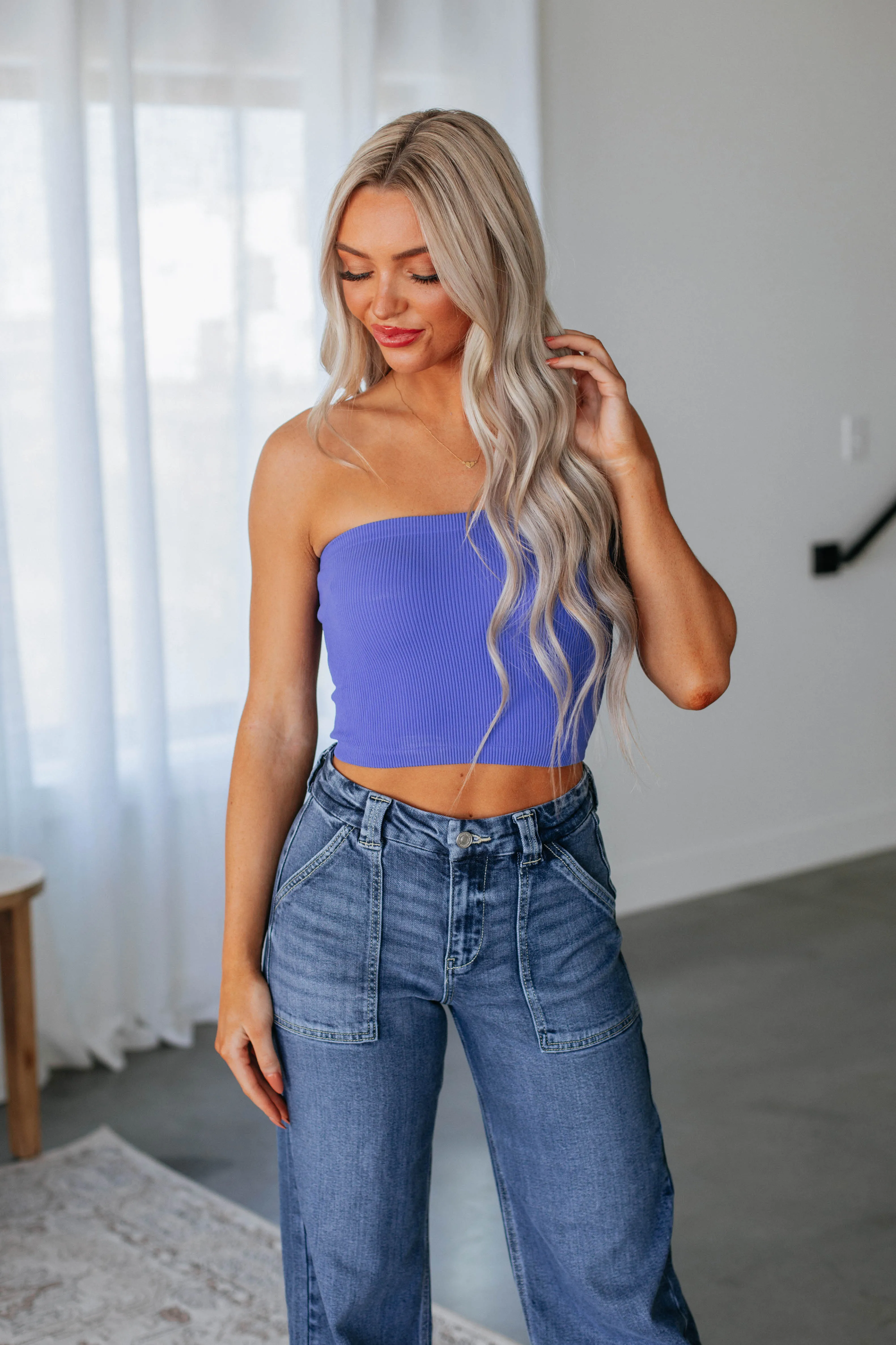 Alexa Ribbed Top - Periwinkle