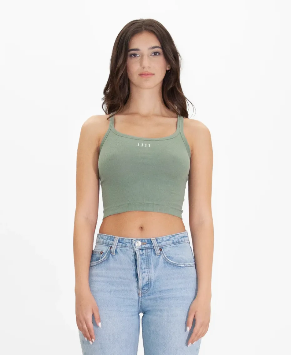 Angel Number 1111 Cropped Tank in Sage