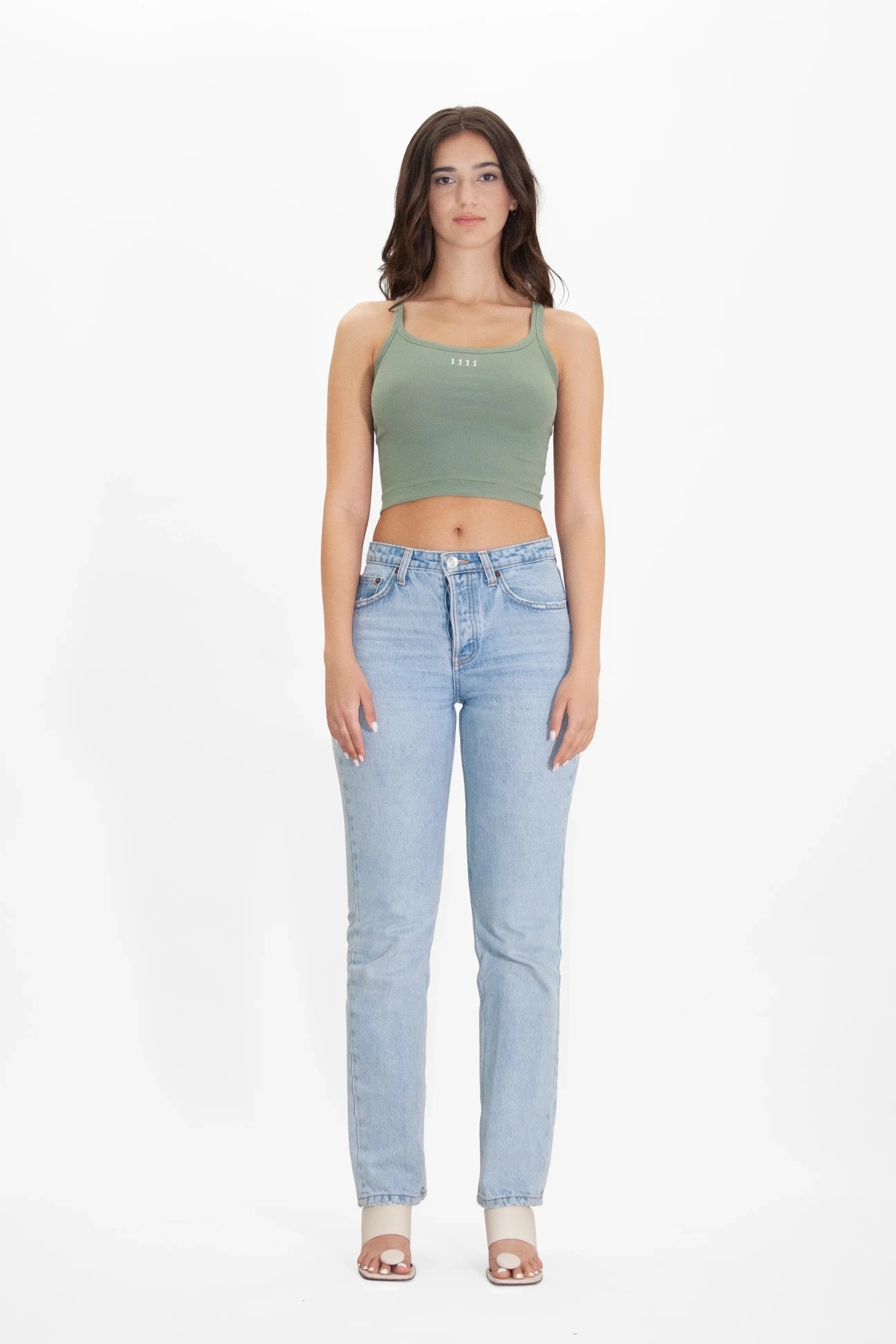 Angel Number 1111 Cropped Tank in Sage