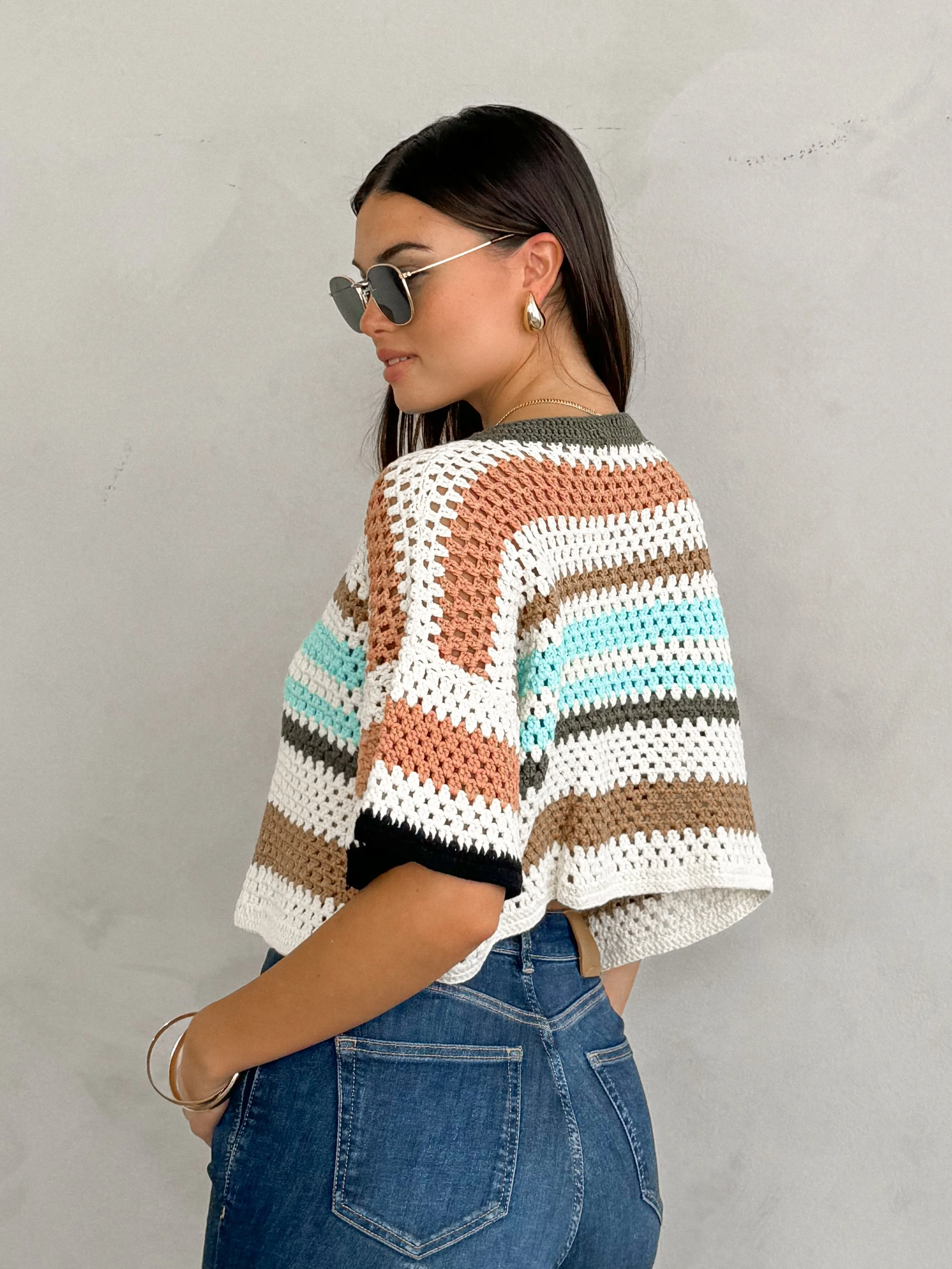 Aribella Stripe Crochet Top - Final Sale