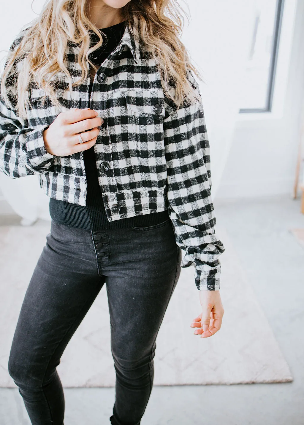 Avis Cropped Gingham Jacket