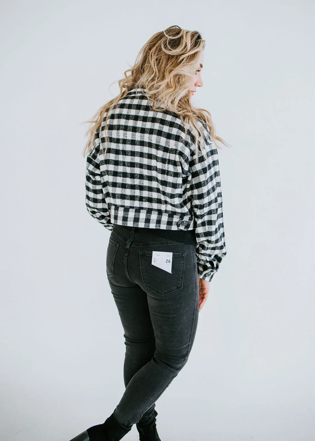 Avis Cropped Gingham Jacket