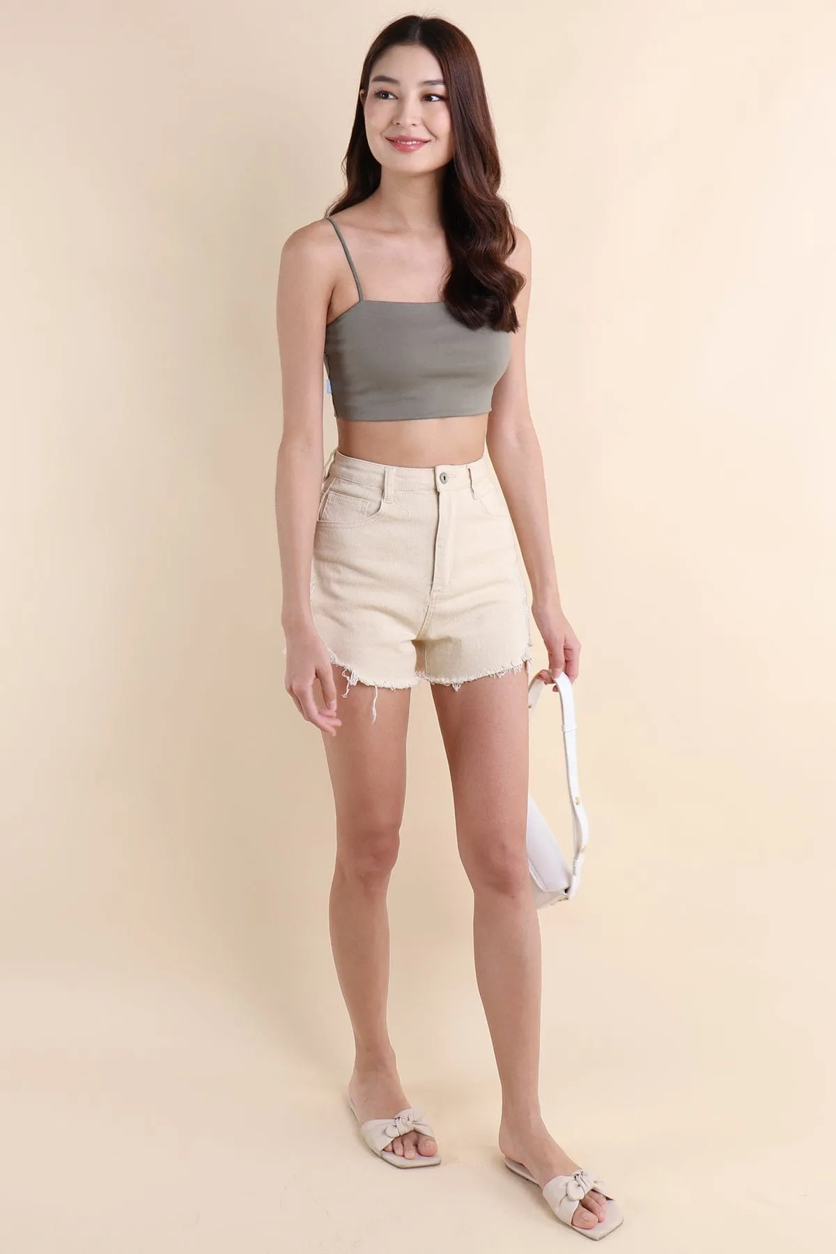 AVRIL PADDED CROP TOP IN ARMY GREEN