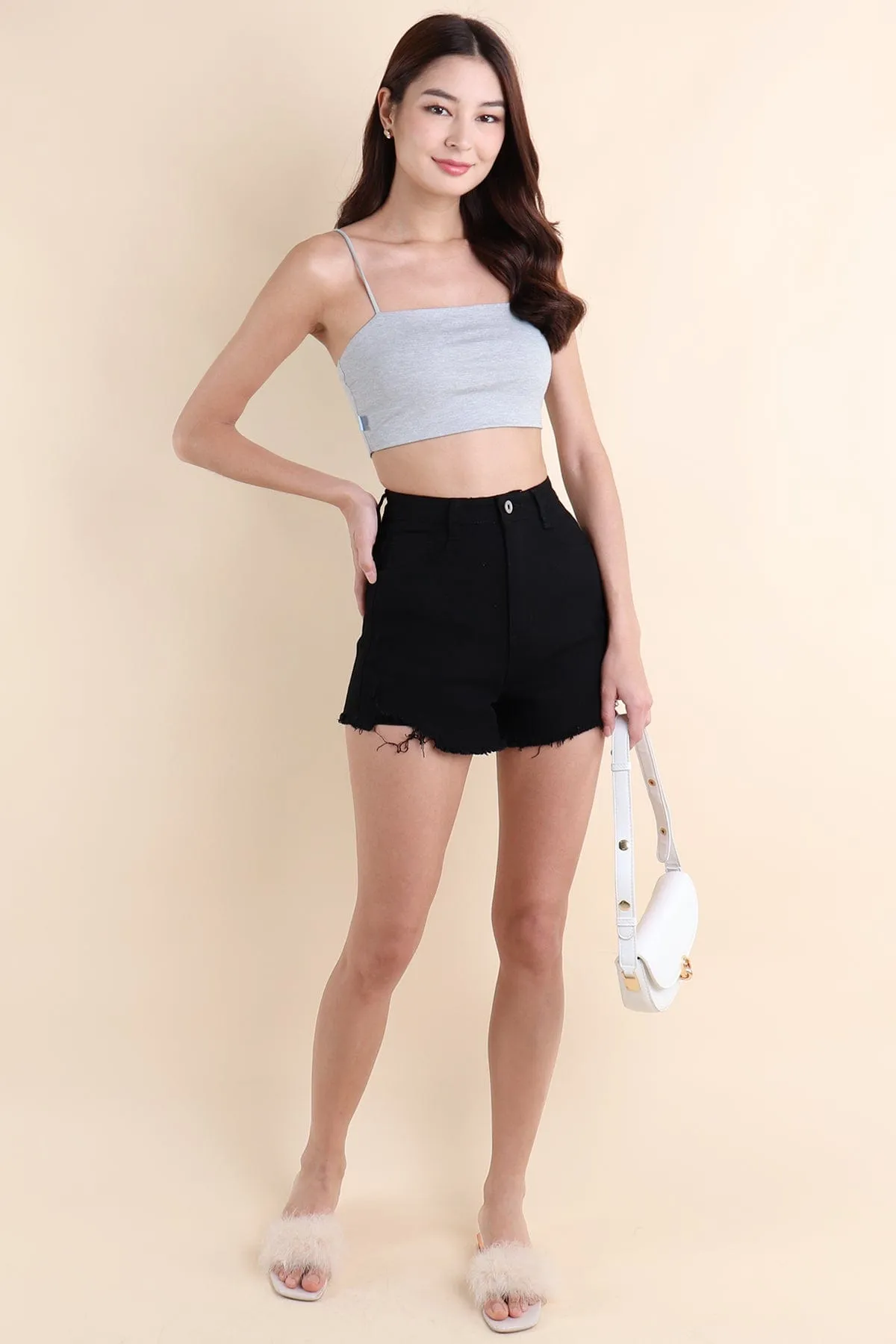 AVRIL PADDED CROP TOP IN GREY