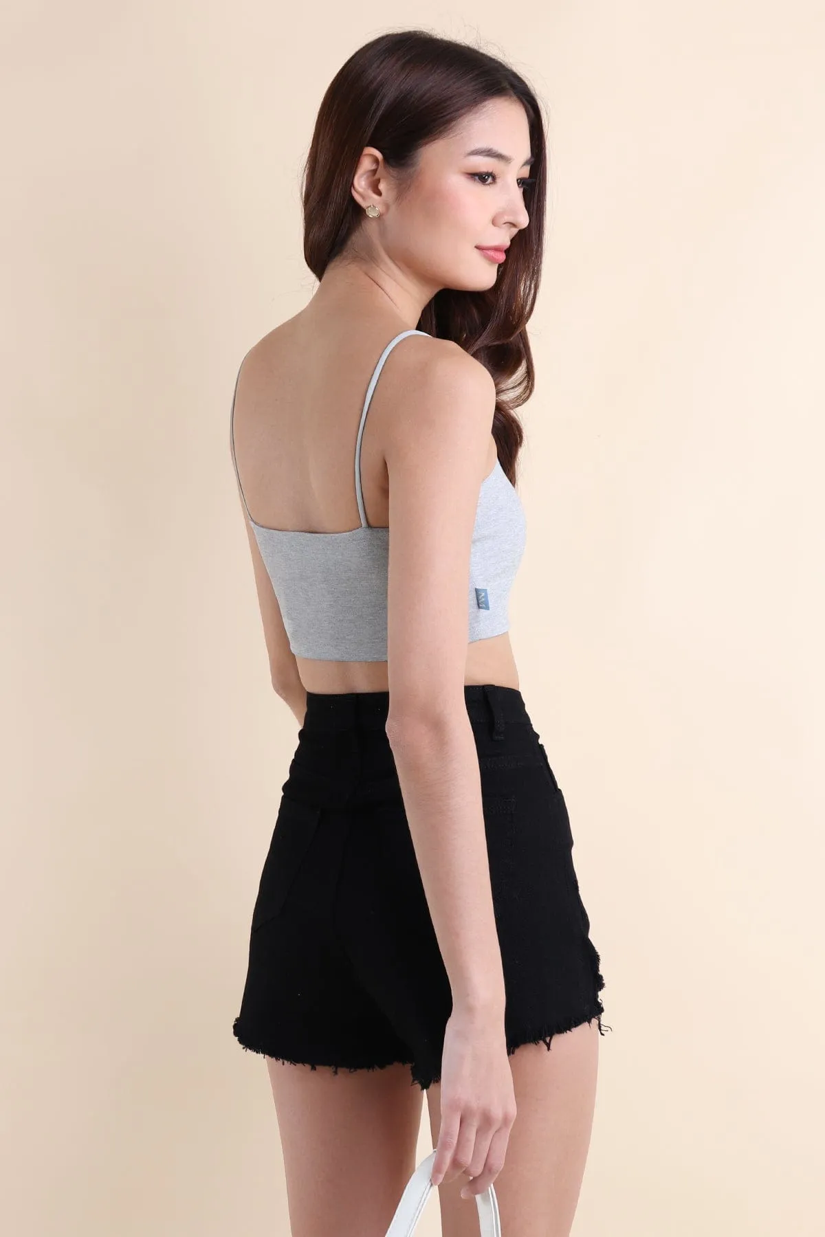 AVRIL PADDED CROP TOP IN GREY