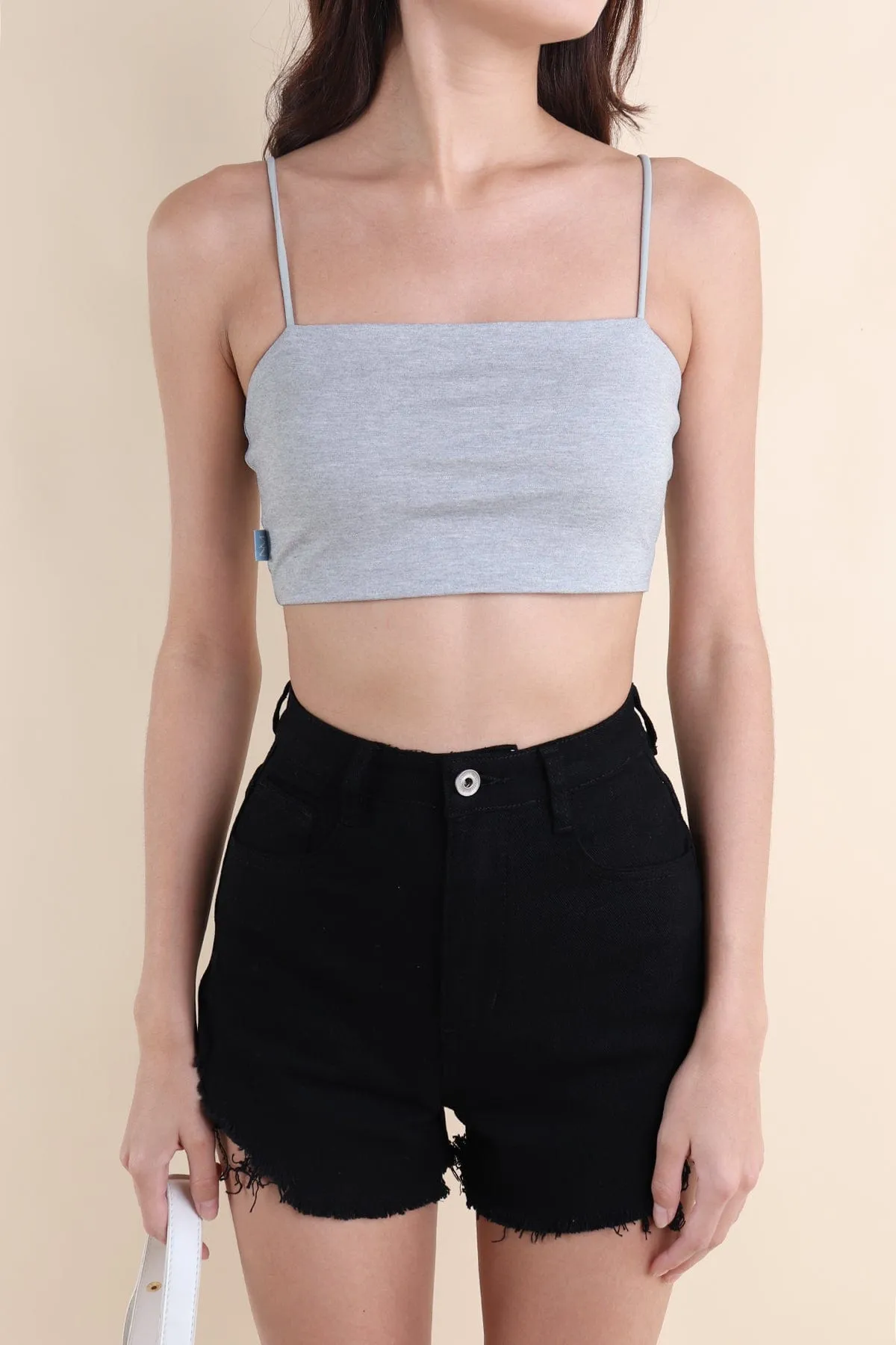 AVRIL PADDED CROP TOP IN GREY