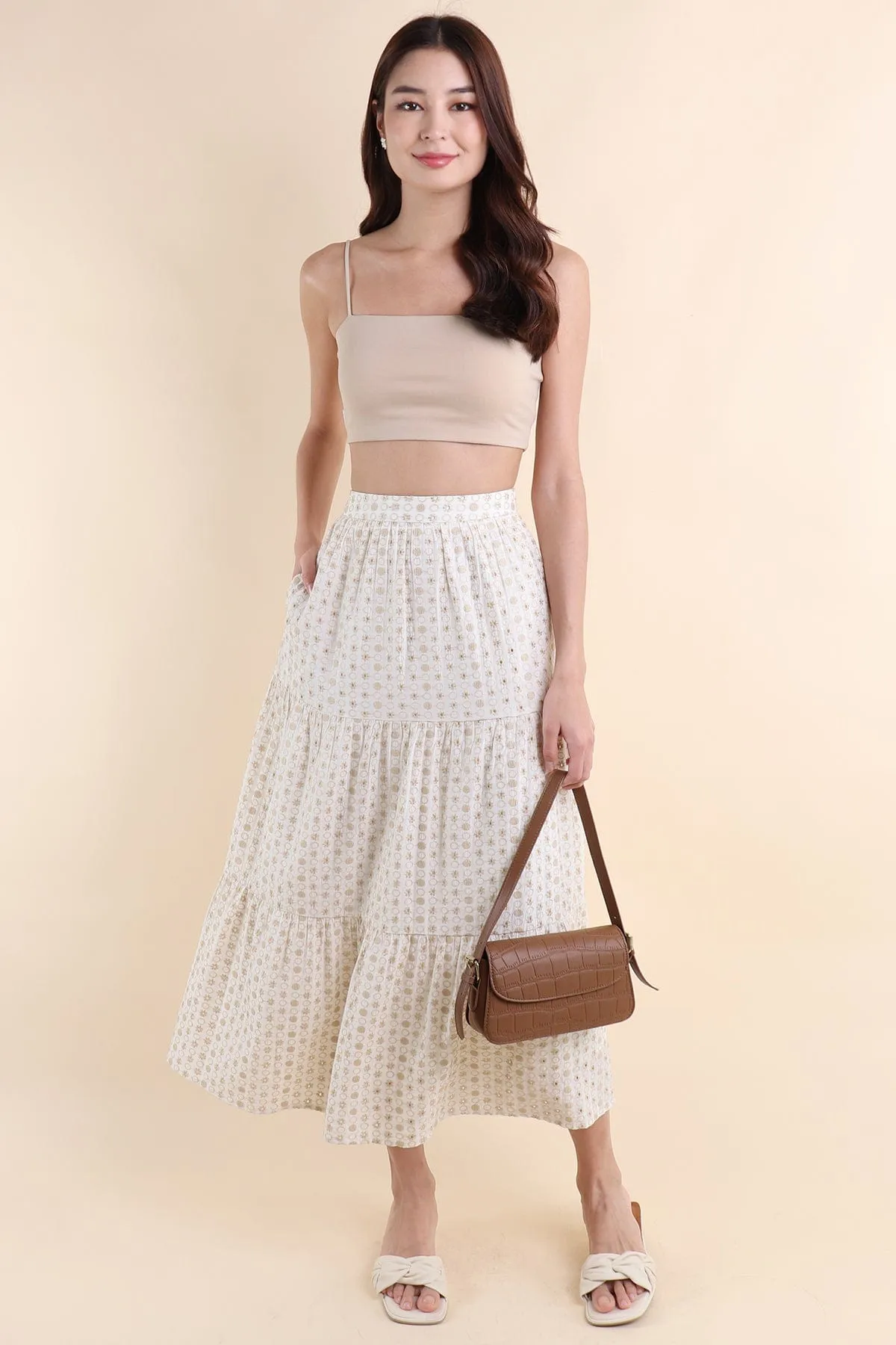 AVRIL PADDED CROP TOP IN NUDE ECRU