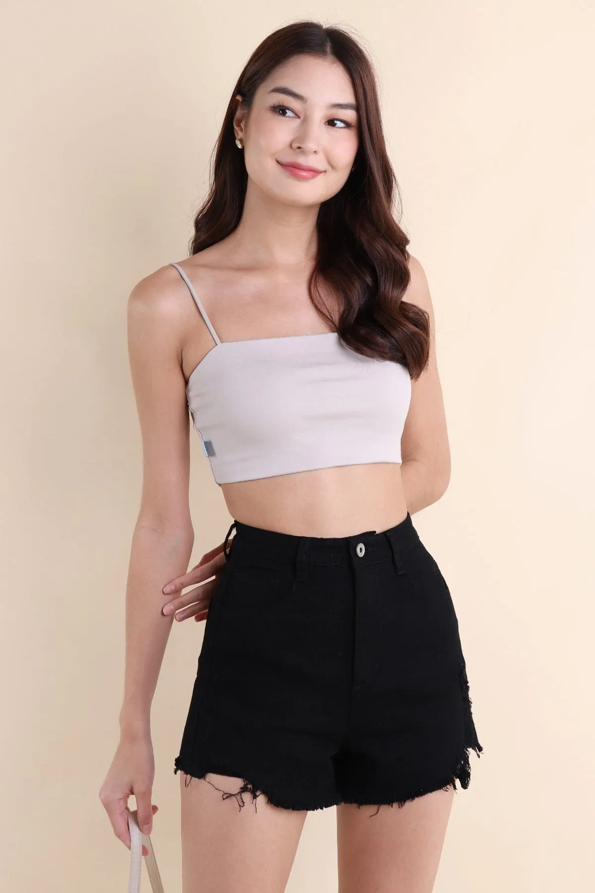 AVRIL PADDED CROP TOP IN TAUPE