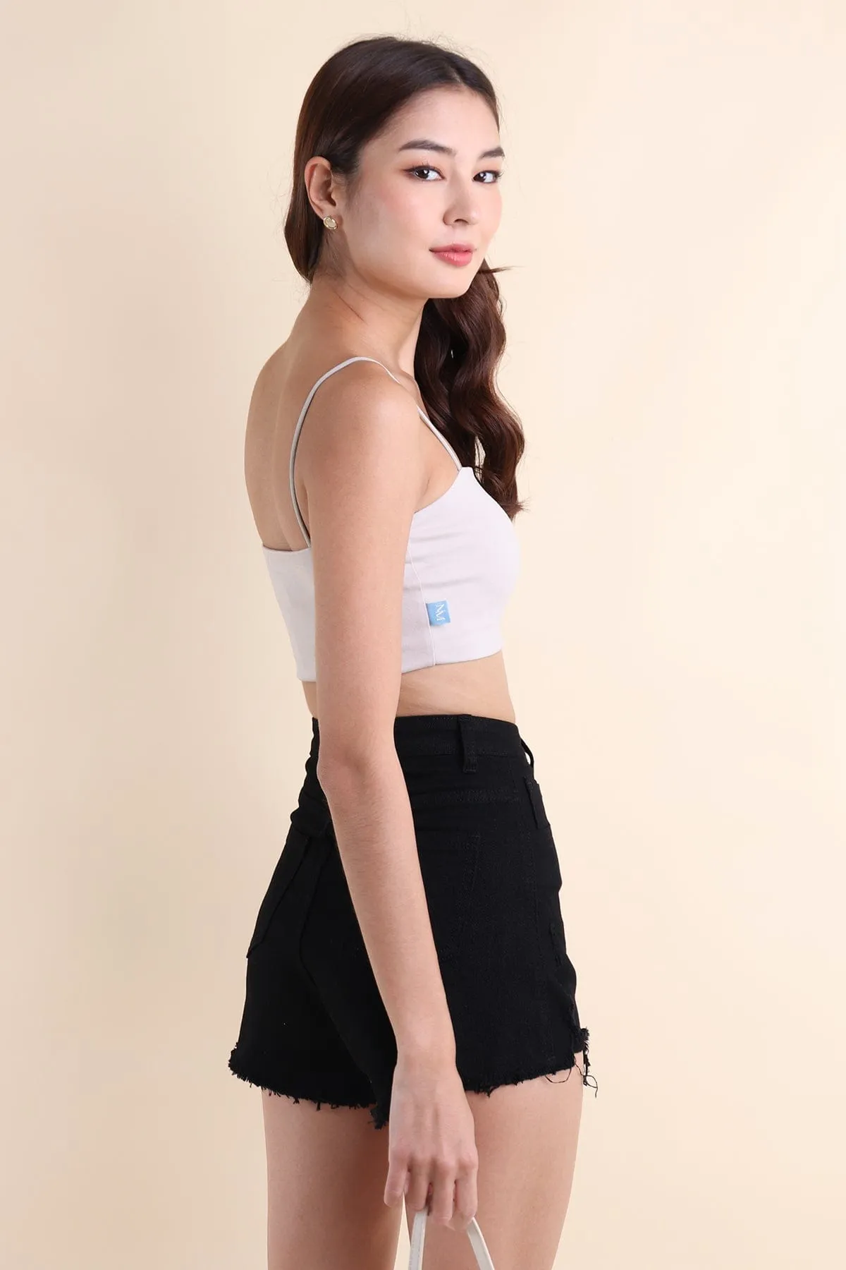 AVRIL PADDED CROP TOP IN TAUPE