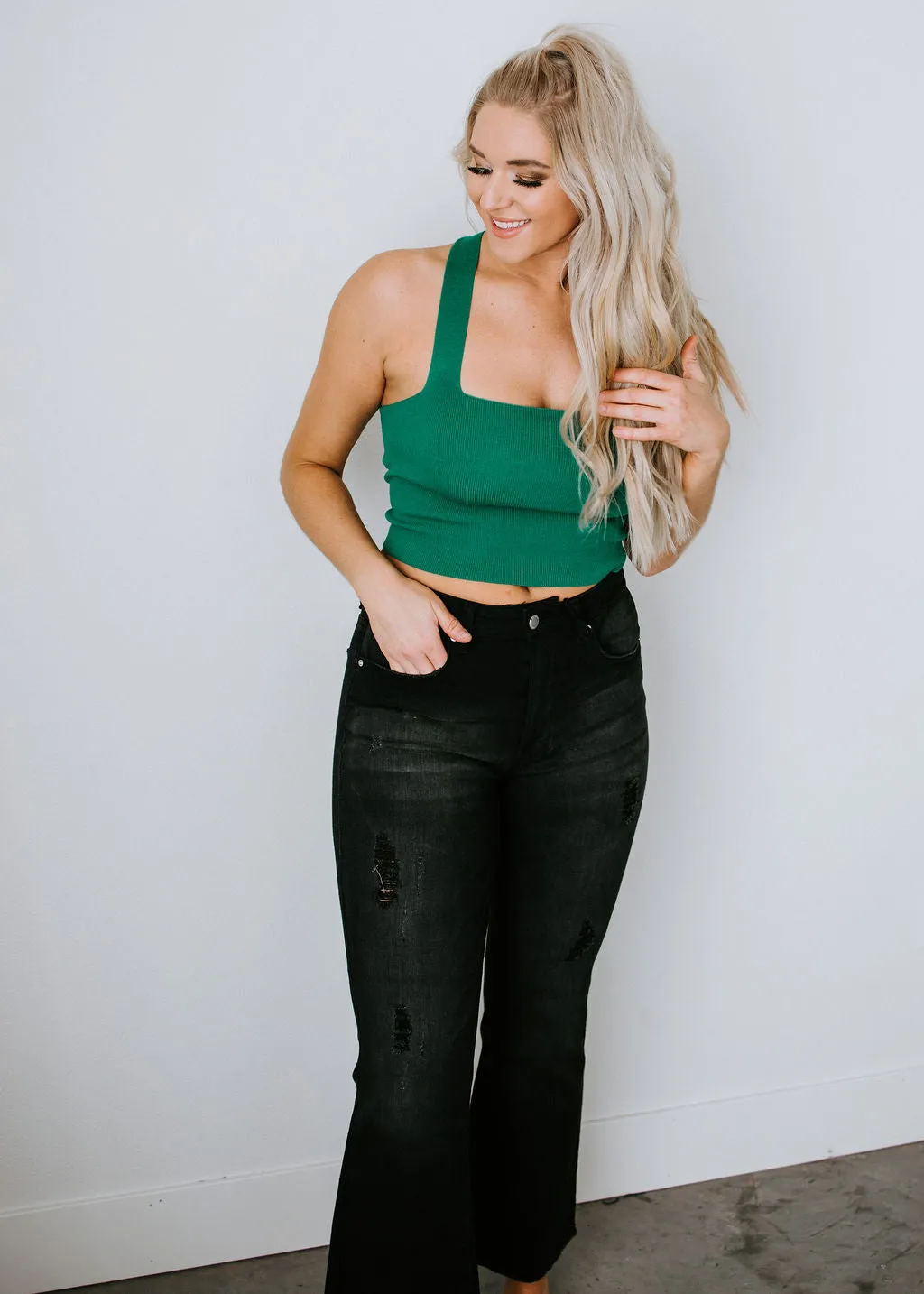 Back Story Cropped Knit Tank