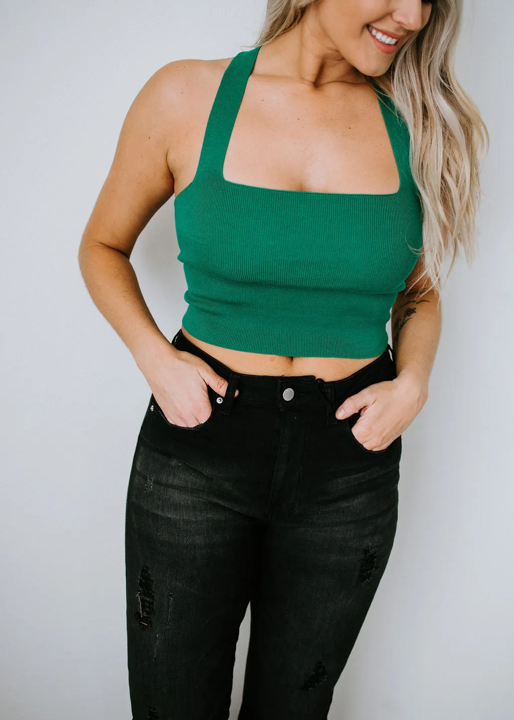 Back Story Cropped Knit Tank