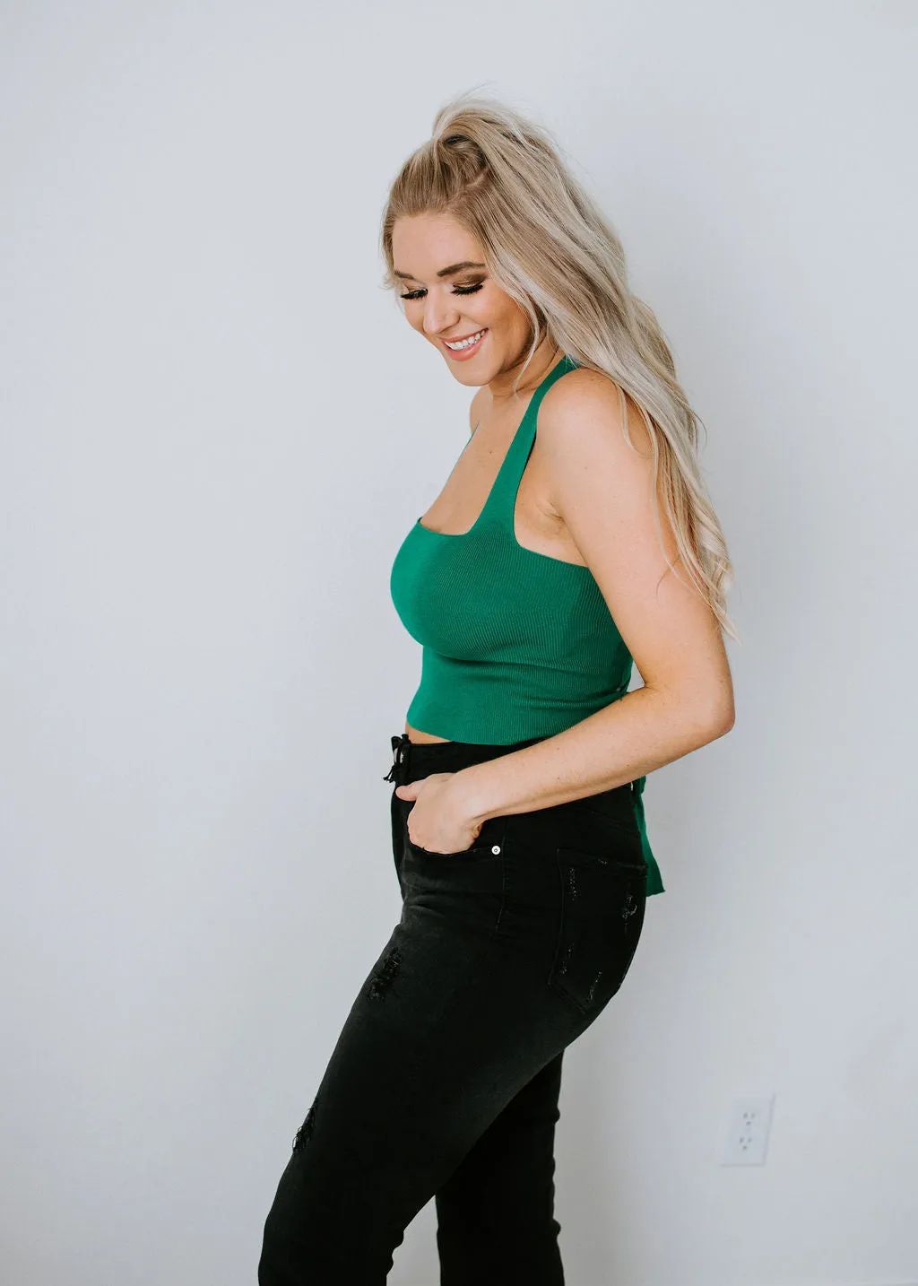 Back Story Cropped Knit Tank