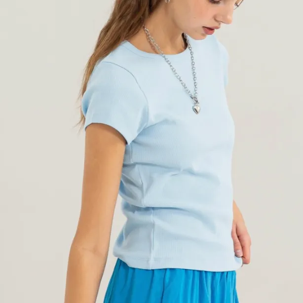 Basic Babe Ribbed Short Sleeve Top