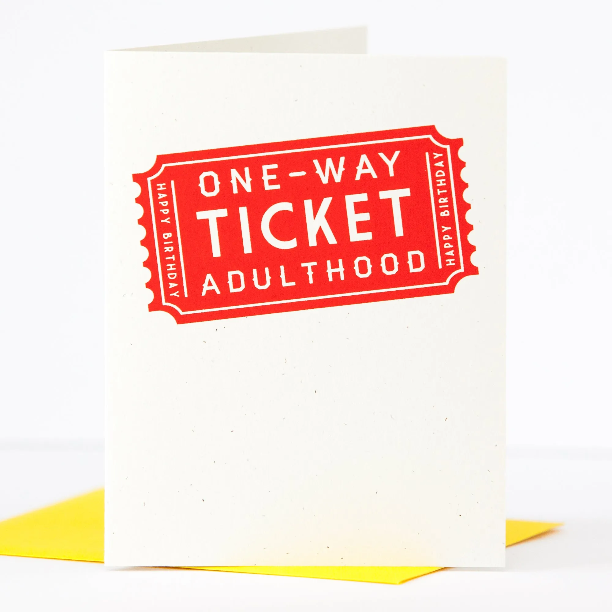 birthday card, one-way ticket to adulthood funny birthday card