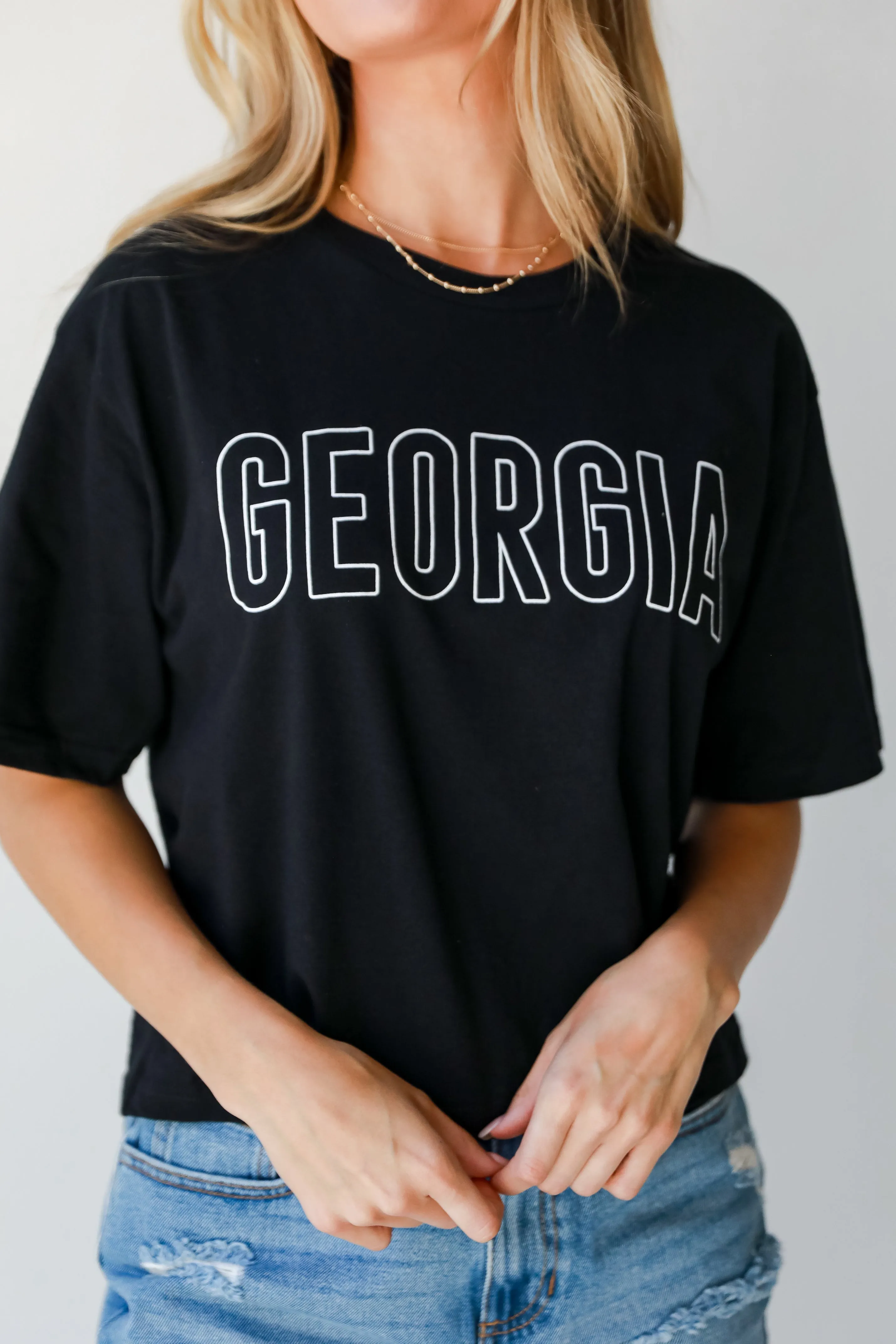 Black Georgia Block Letter Cropped Tee