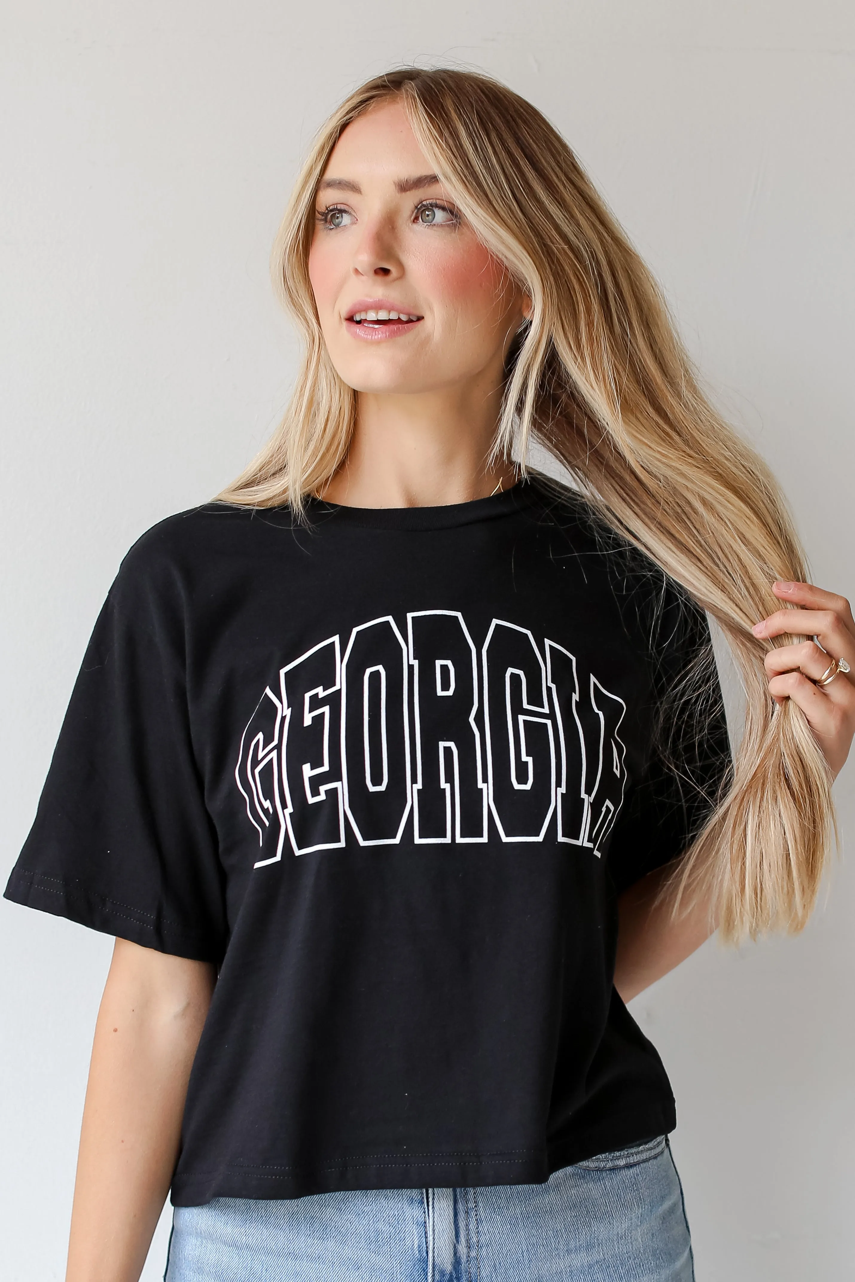 Black Georgia Block Letter Cropped Tee