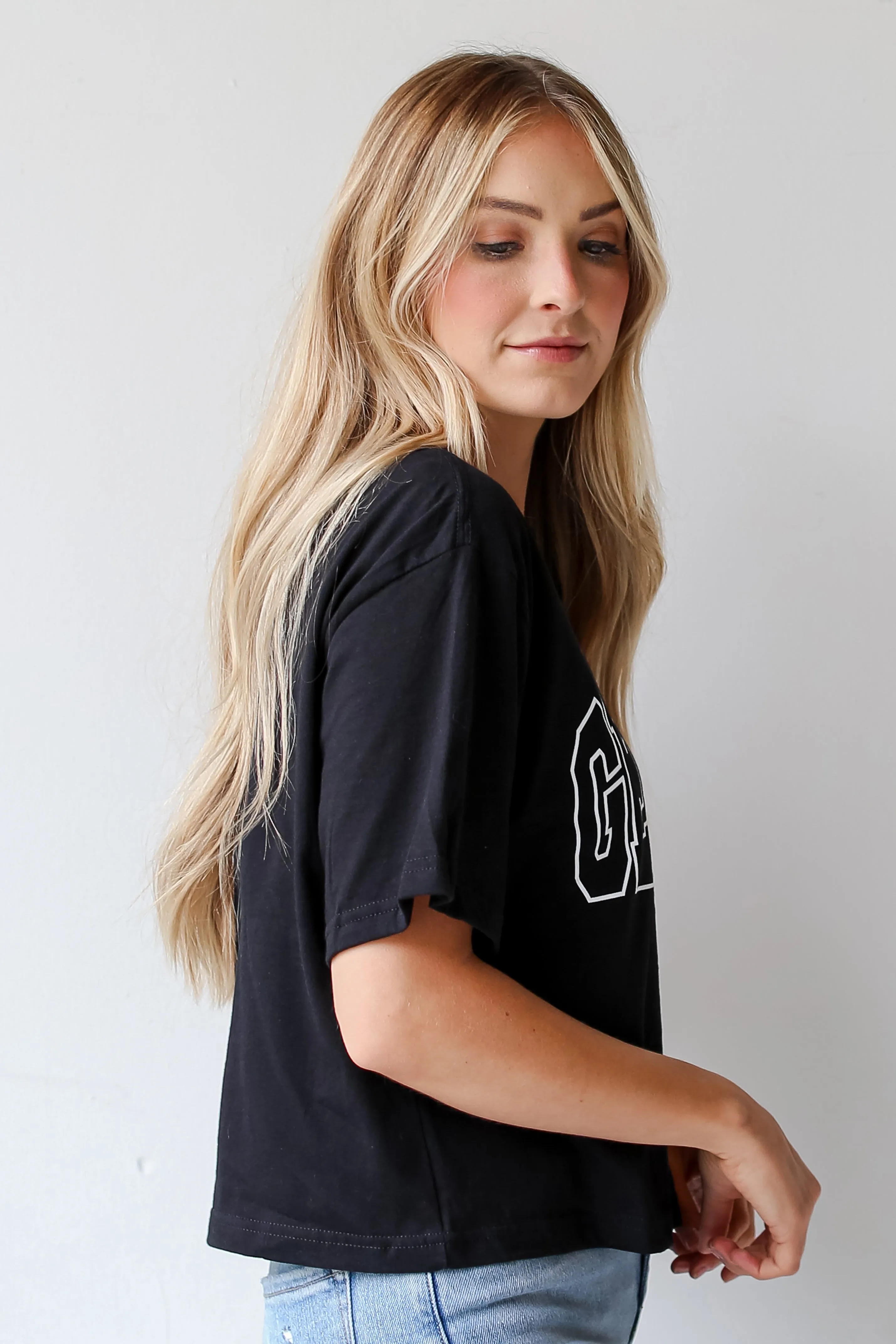 Black Georgia Block Letter Cropped Tee