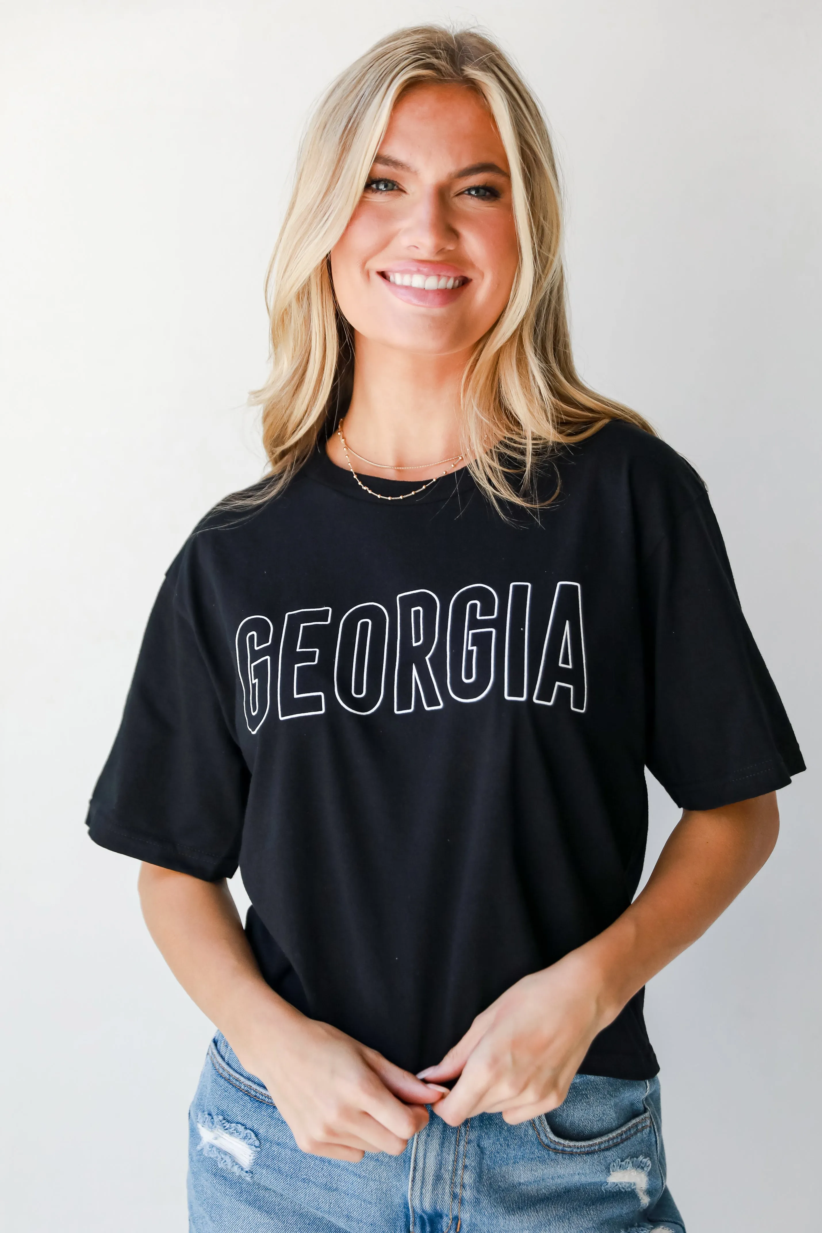 Black Georgia Block Letter Cropped Tee