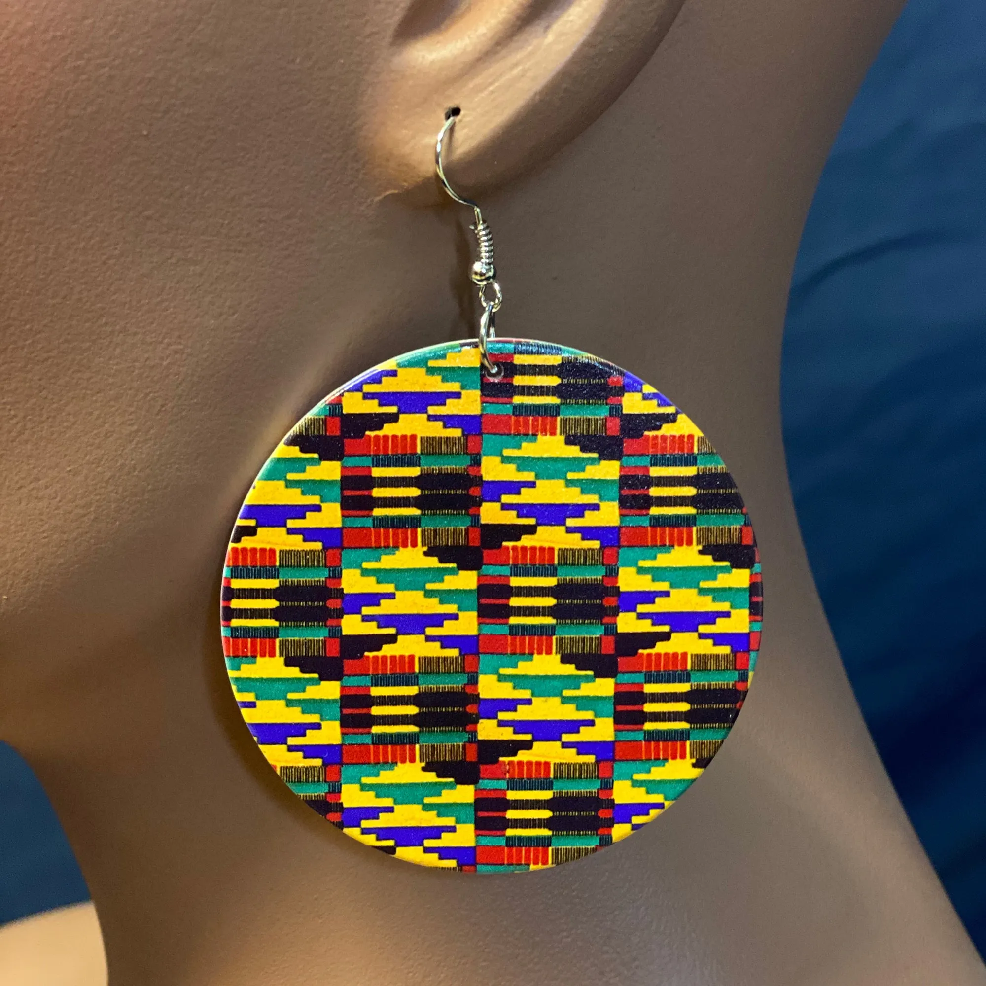 Black / Green Kente print Earrings