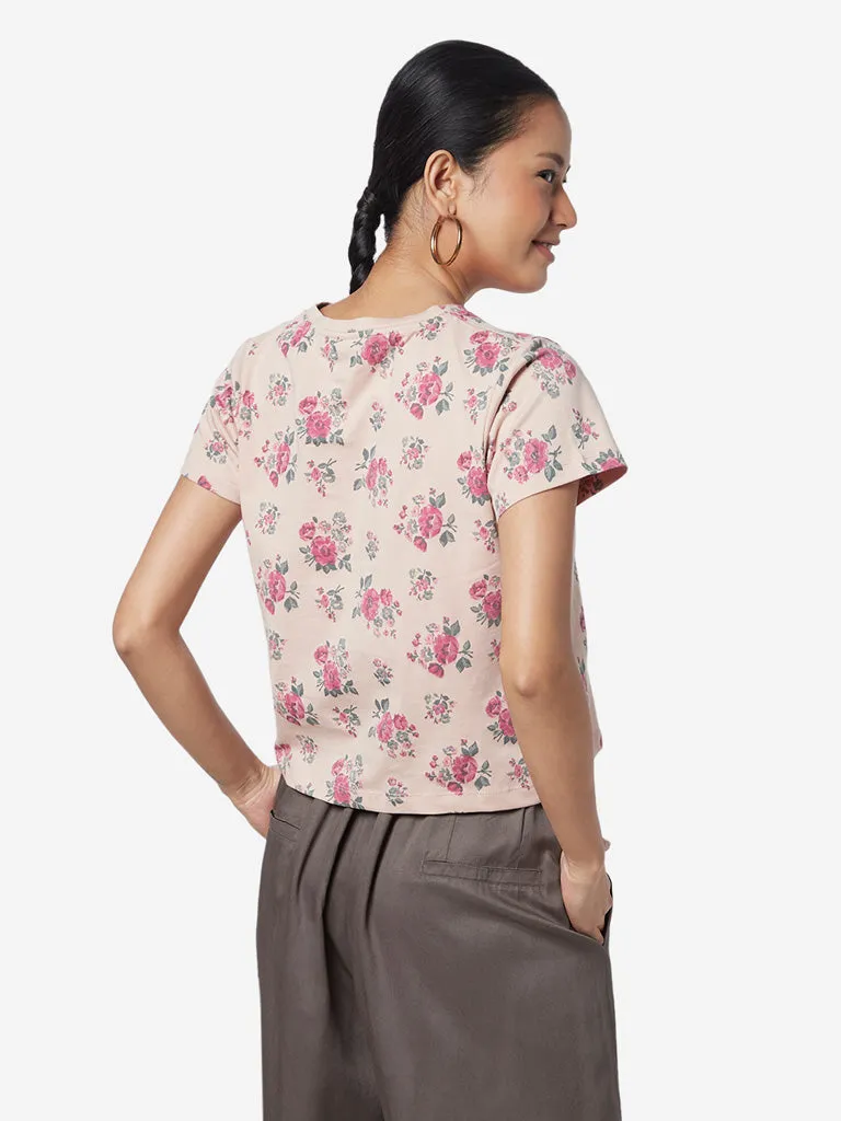 Bombay Paisley Peach Rose Print Crop-Top