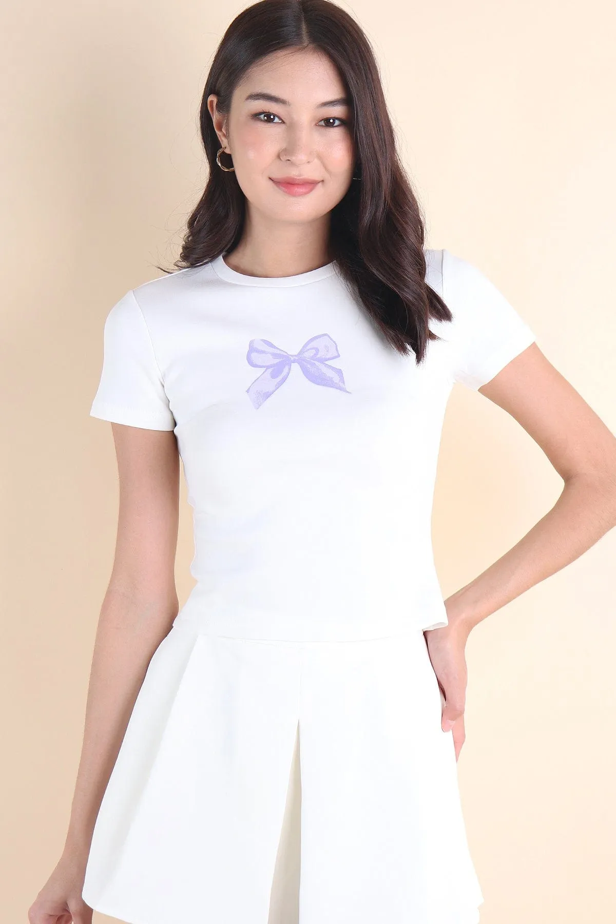 BON BON RIBBON TEE IN LILAC