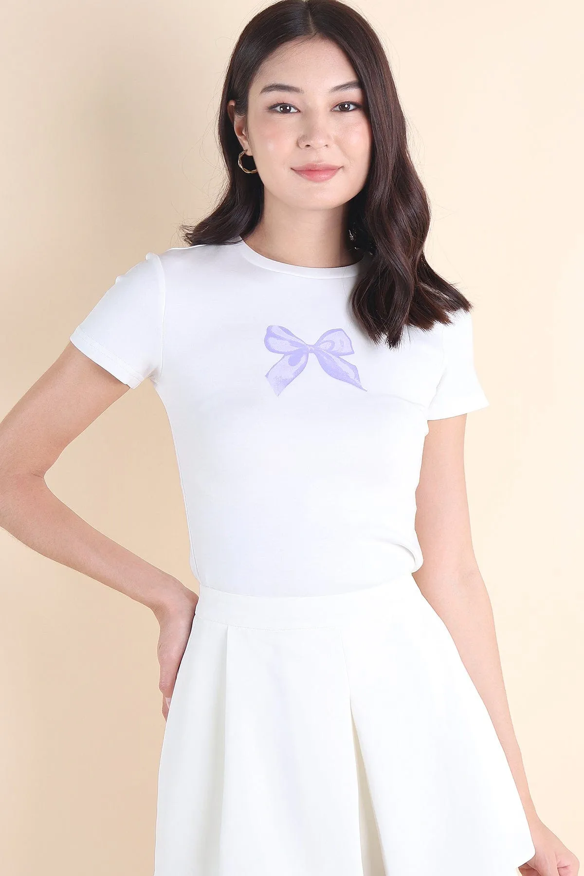 BON BON RIBBON TEE IN LILAC