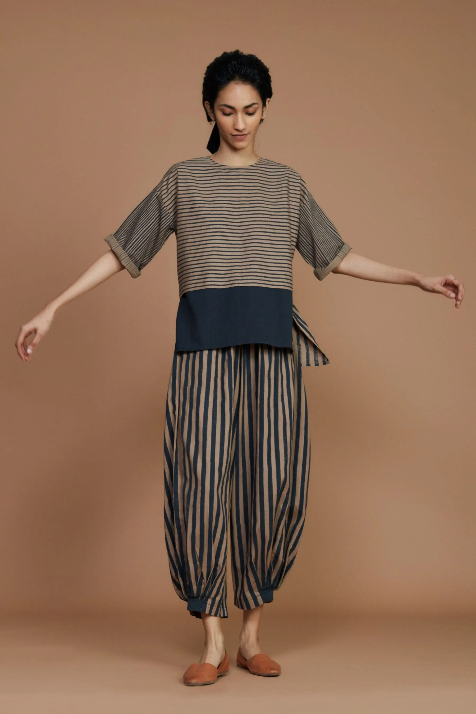 Brown with Charcoal Striped CB Ekin Top (Ready to Ship)