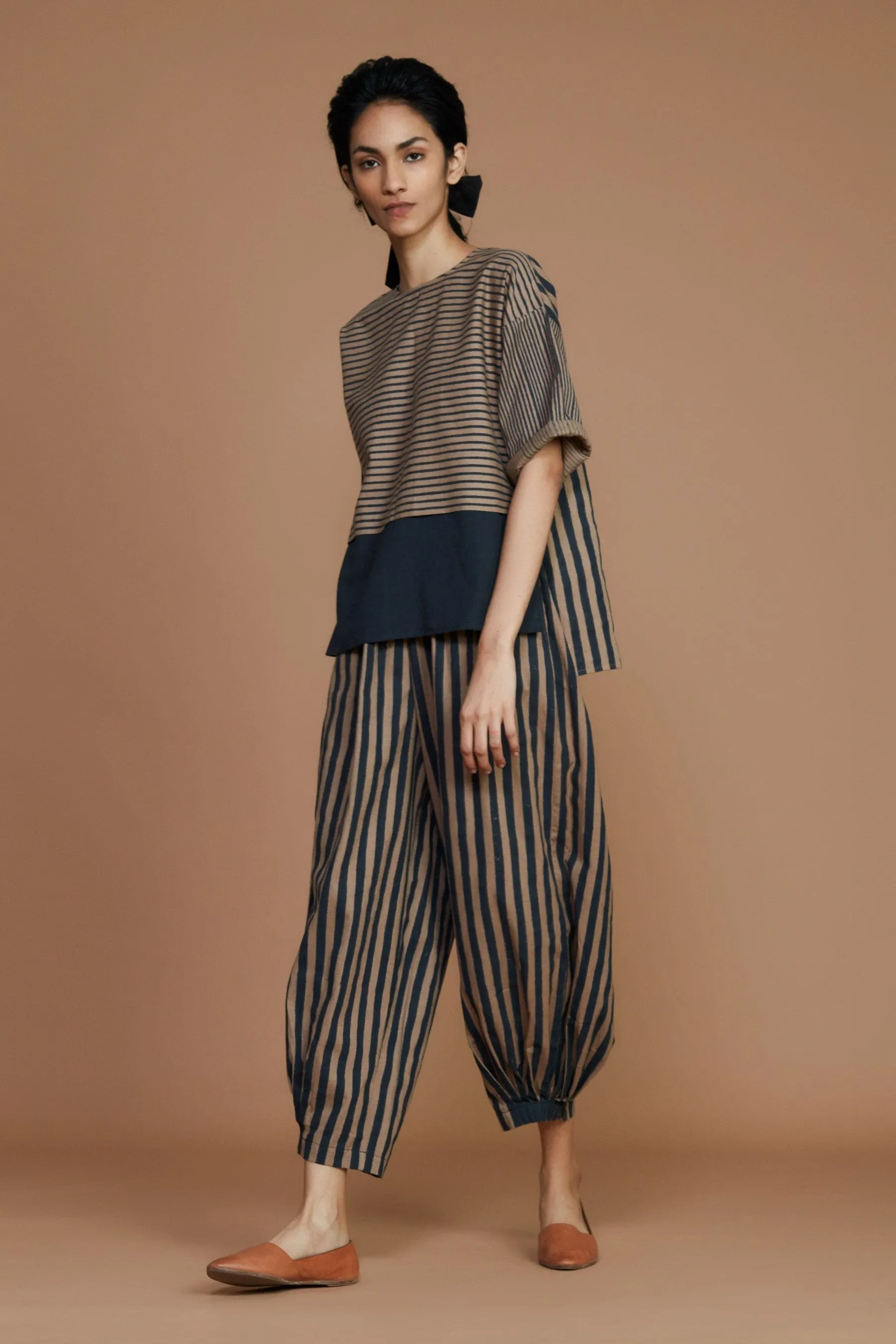 Brown with Charcoal Striped CB Ekin Top