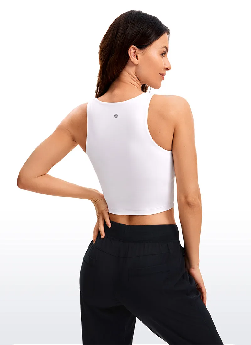 Butterluxe Cropped High Neck Tank Tops Wide Back