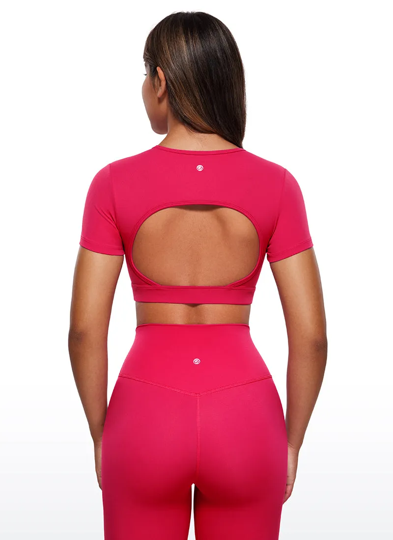 Butterluxe Open Back Cropped Short Sleeves