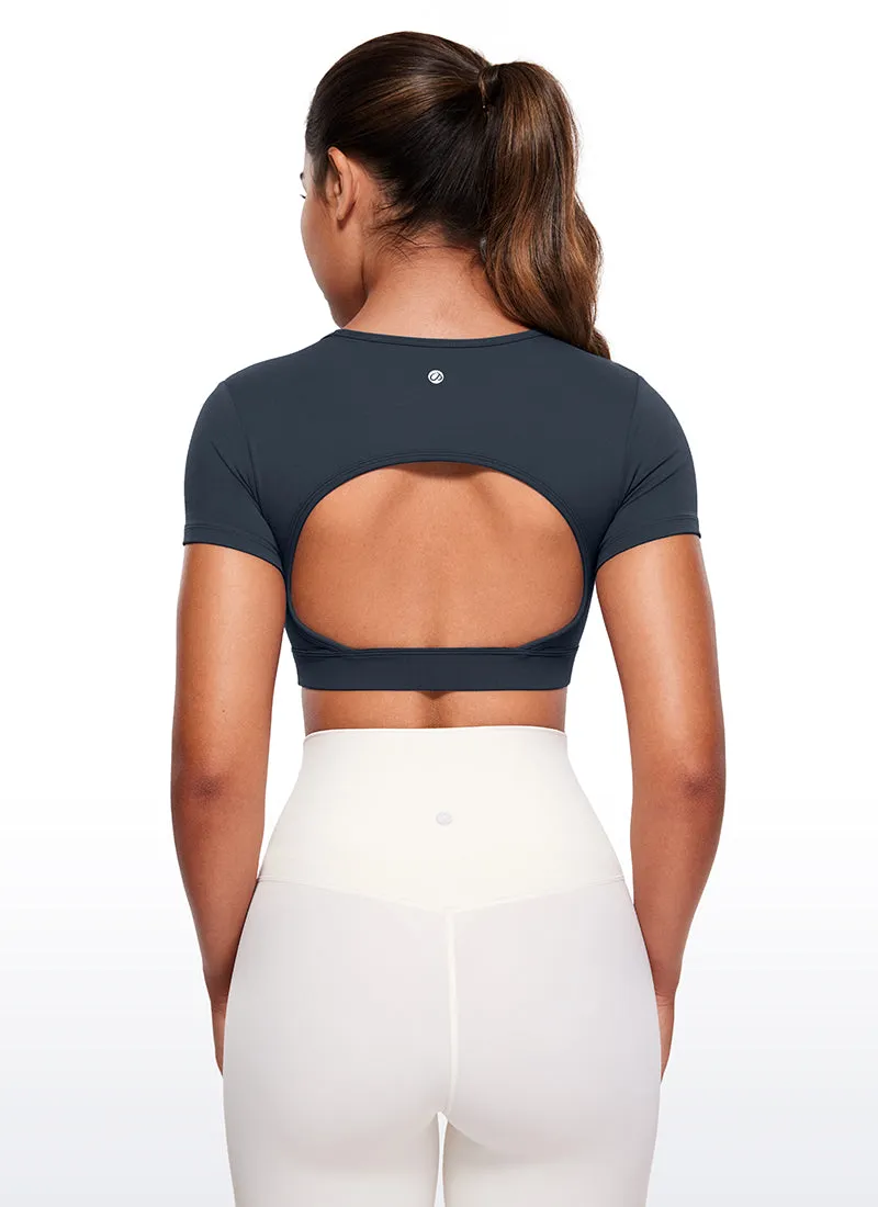 Butterluxe Open Back Cropped Short Sleeves