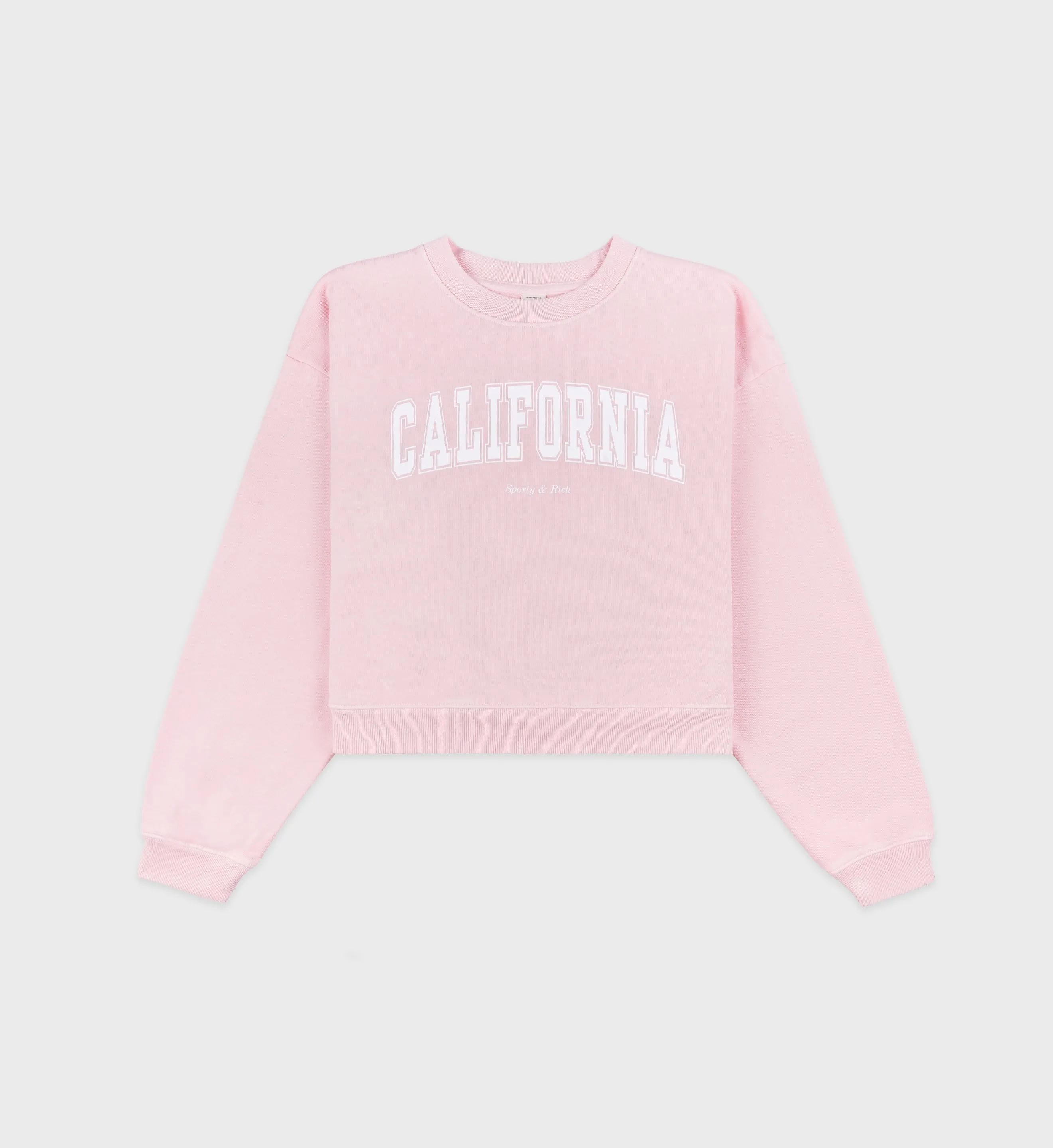 California Cropped Crewneck - Ballet/White