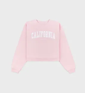 California Cropped Crewneck - Ballet/White