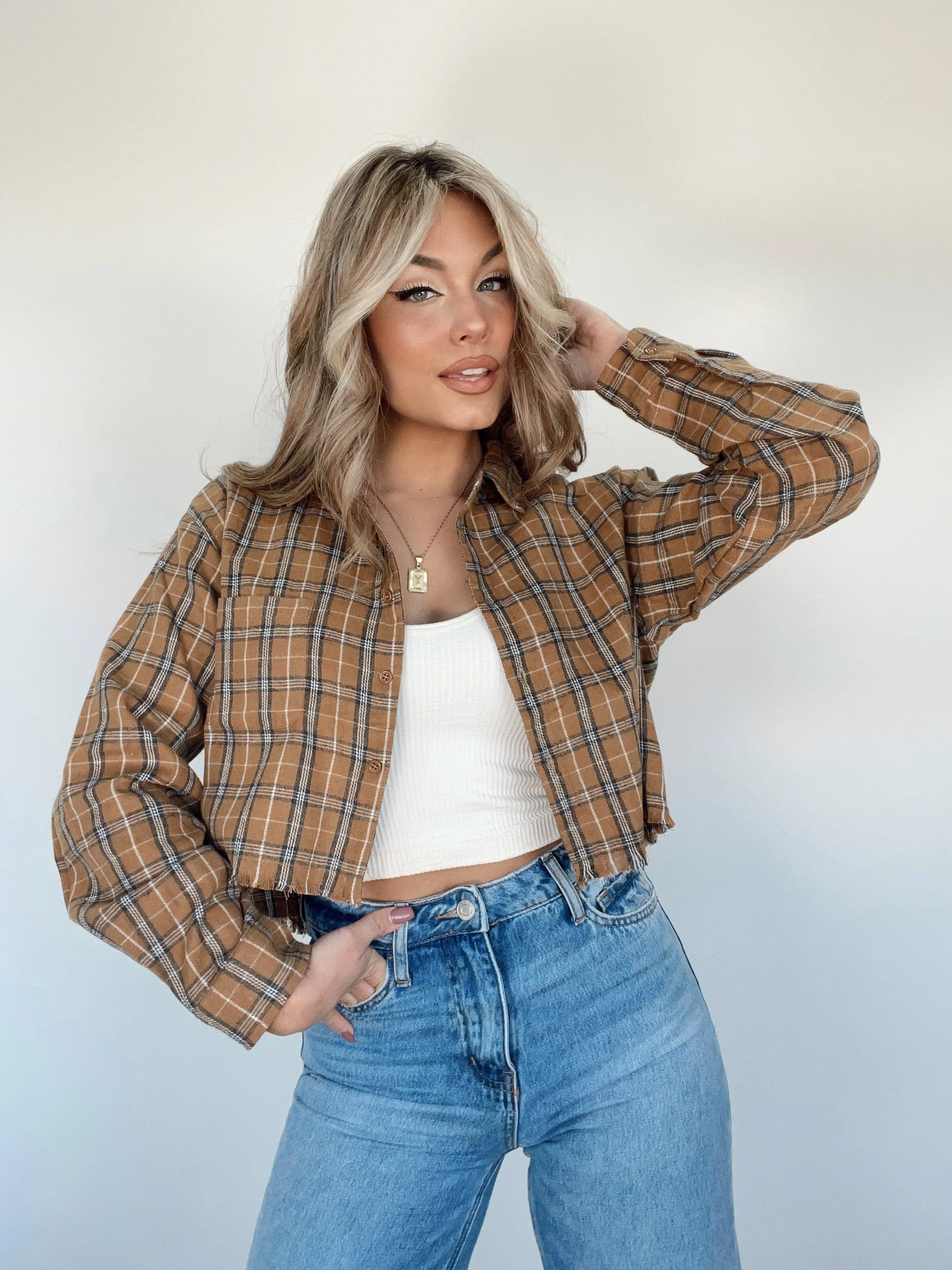 Camel By The Fire Plaid Top