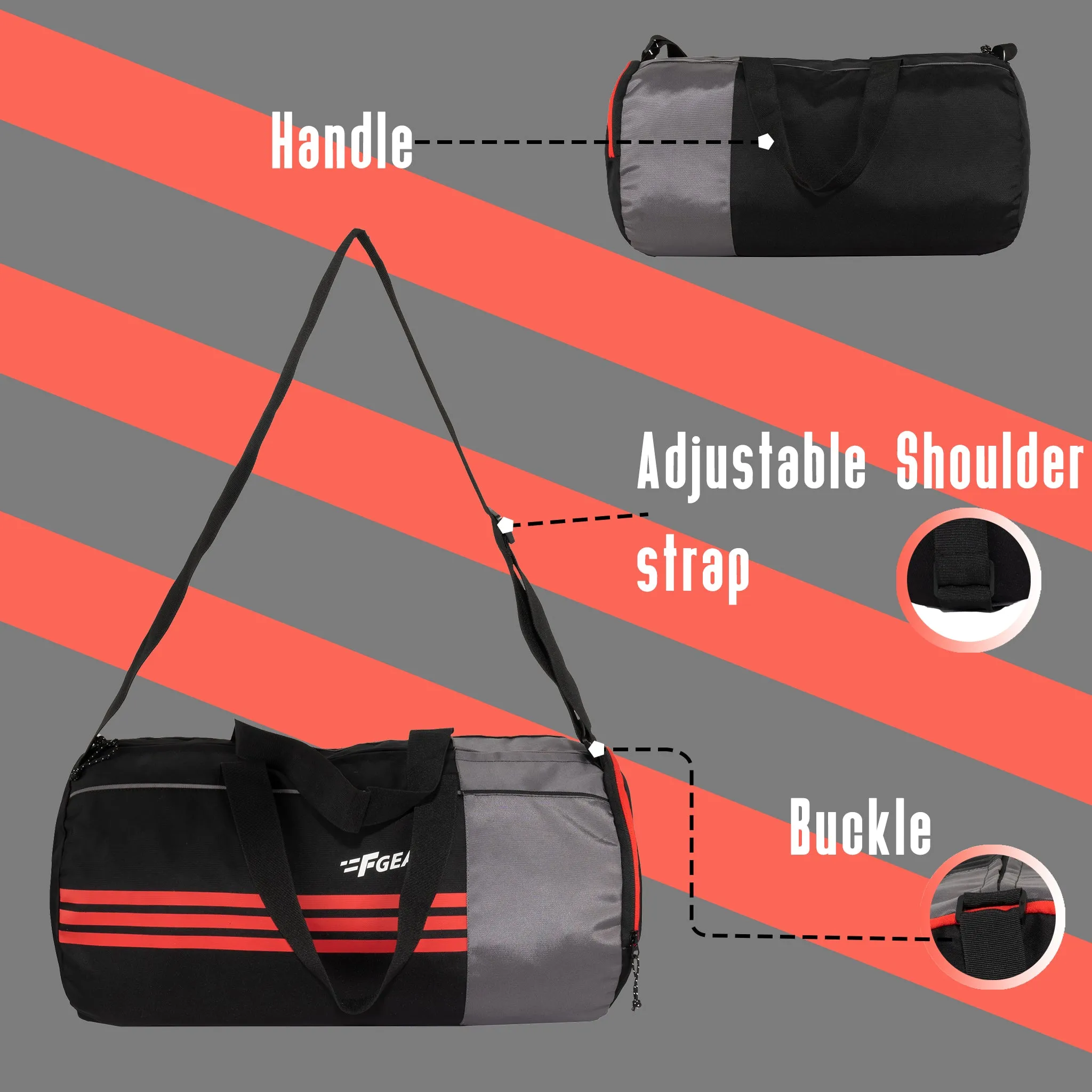 Caper 30L Black Red Gym Bag