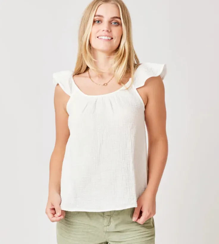 Carve Ruffle Corrine Cotton Gauze Tank - 2 Colors!